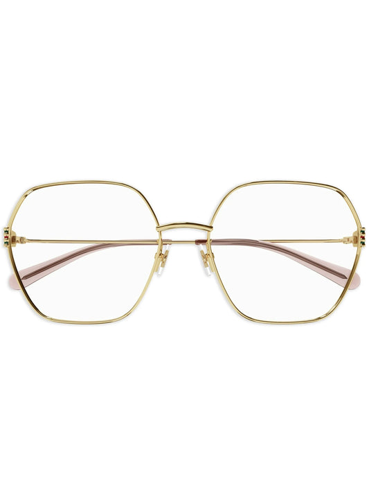 geometric-frame glasses