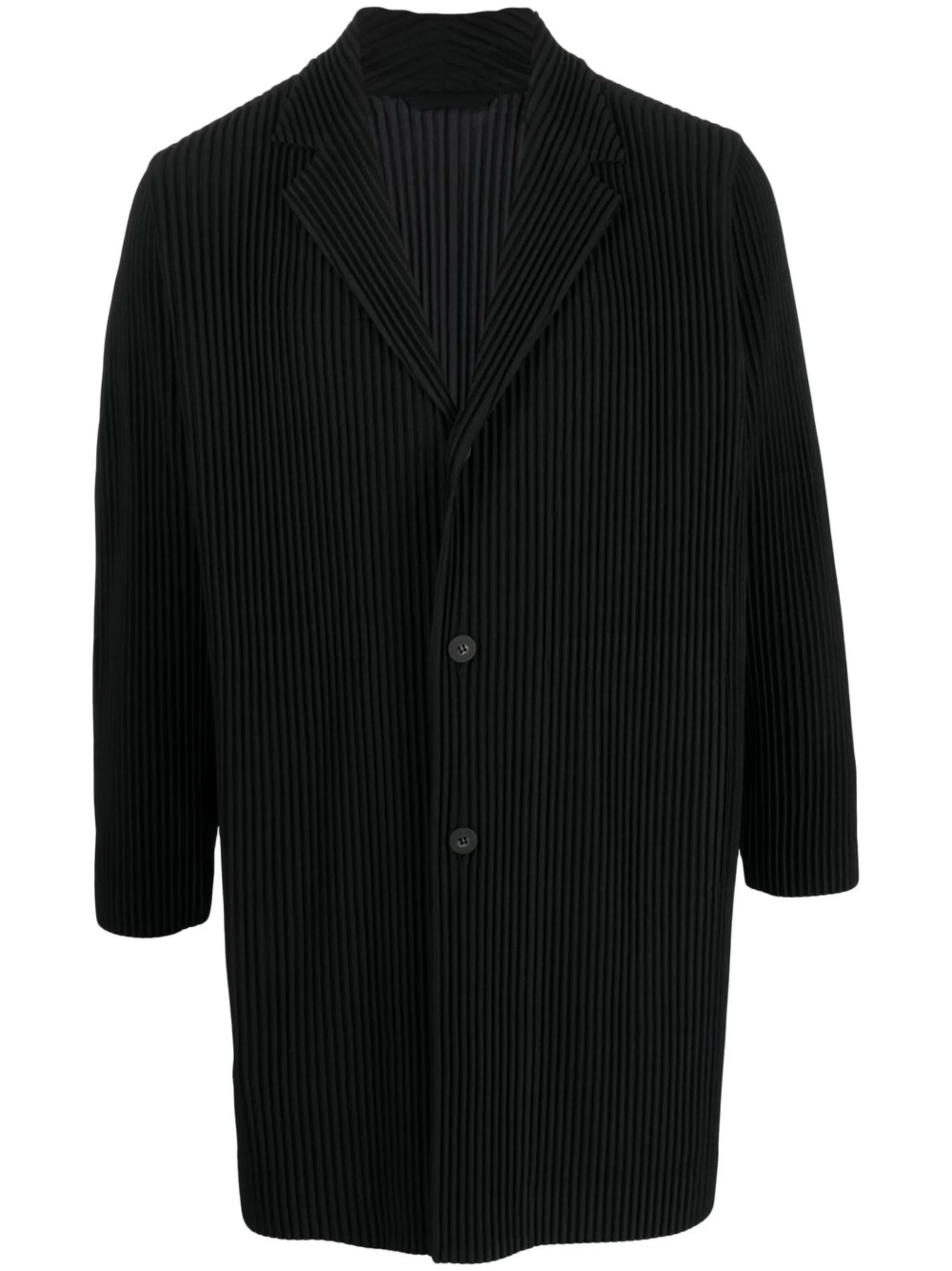 plissé single-breasted coat