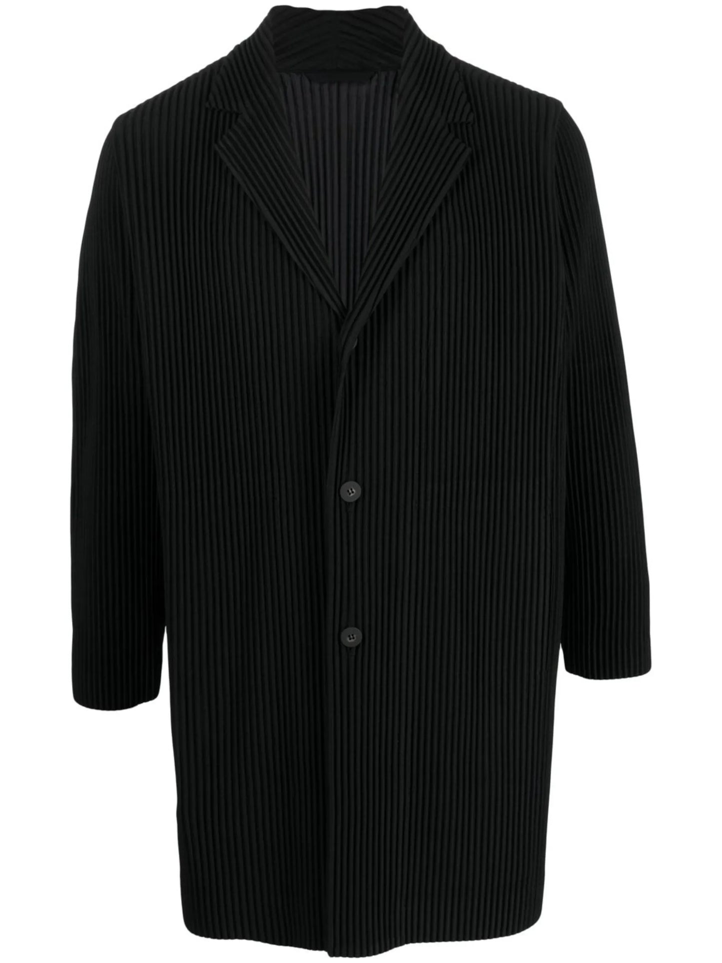 plissé single-breasted coat