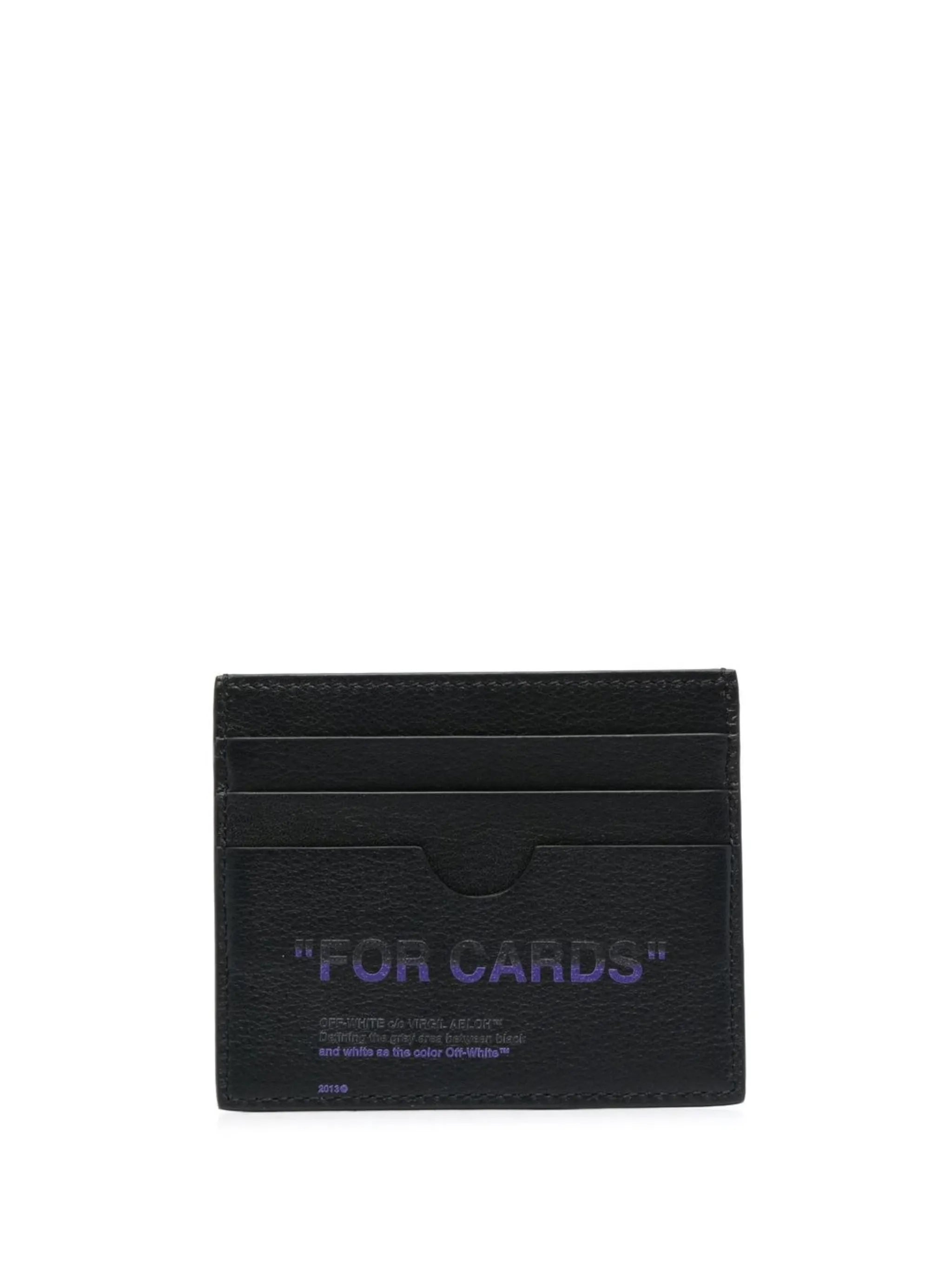 slogan print leather cardholder