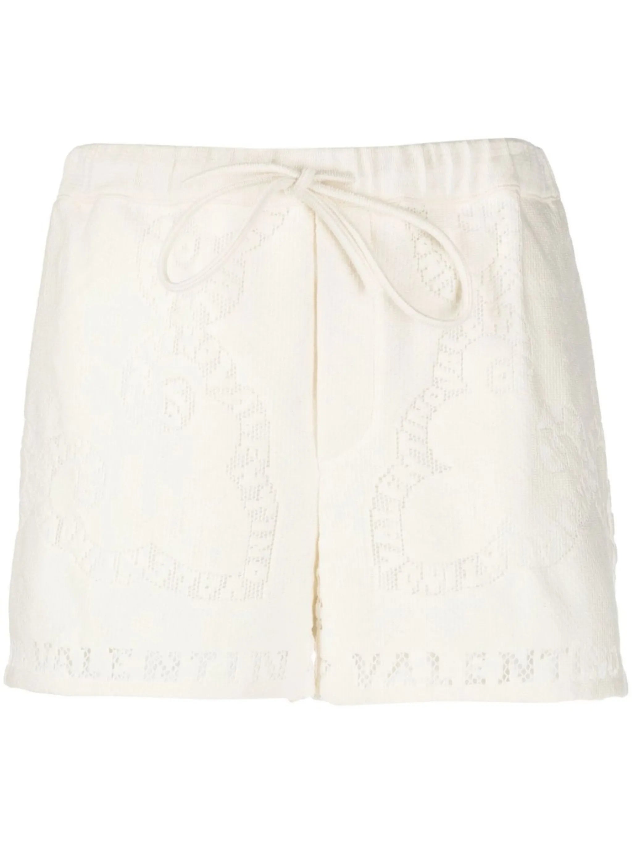 embroidered drawstring cotton shorts