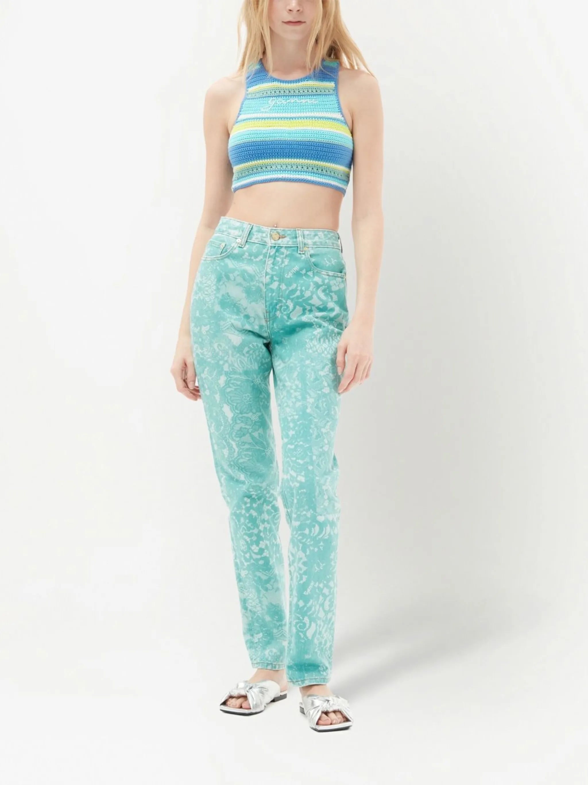 Swigy lace-print jeans