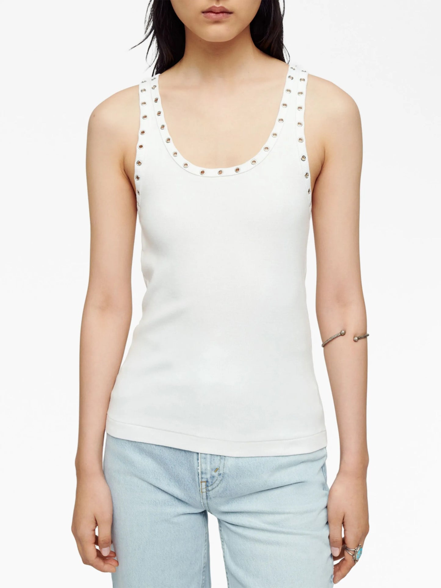 eyelet stretch-cotton tank top