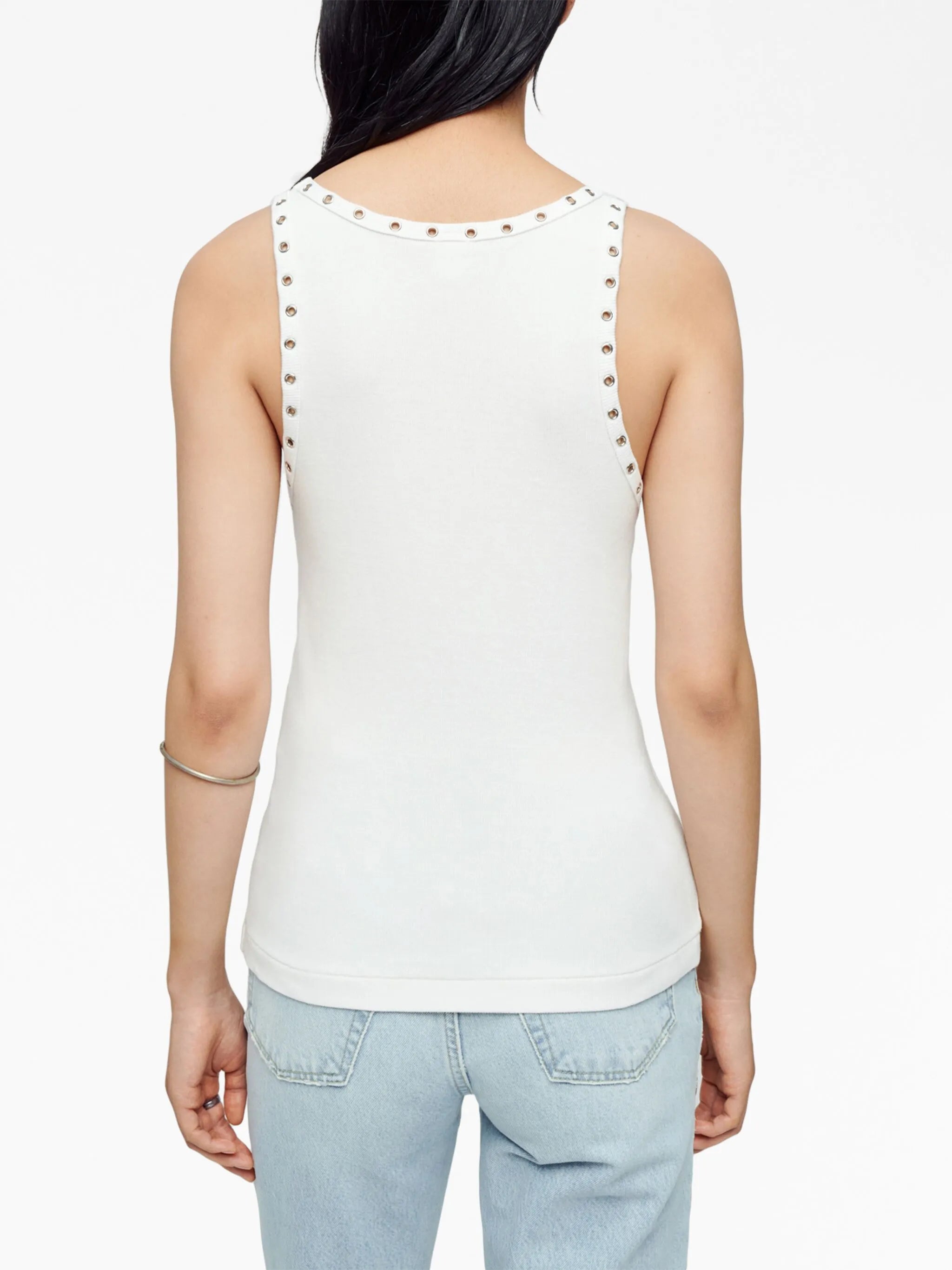 eyelet stretch-cotton tank top