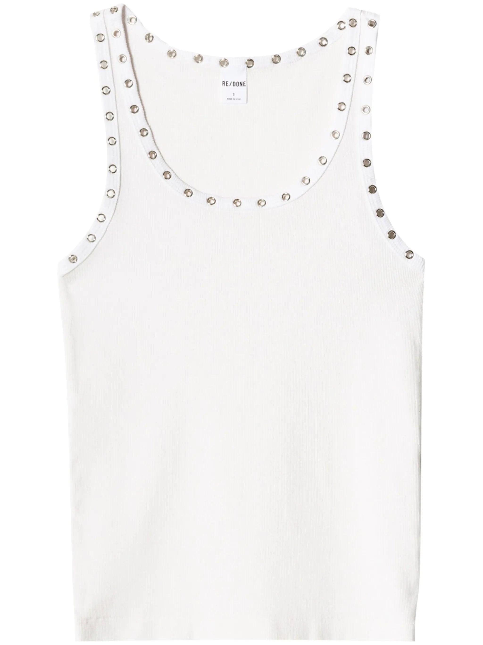 eyelet stretch-cotton tank top
