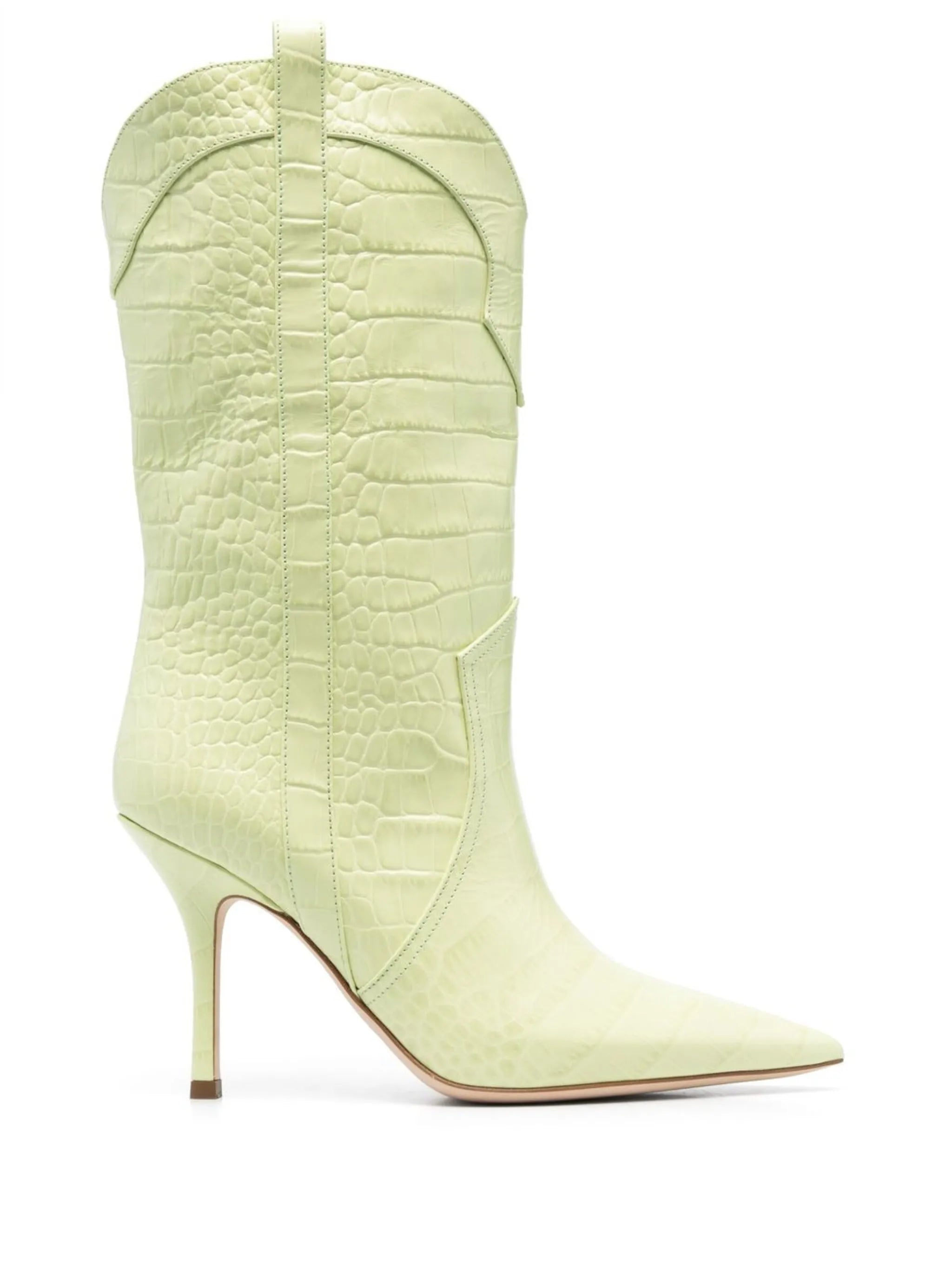 crocodile-embossed stiletto boots