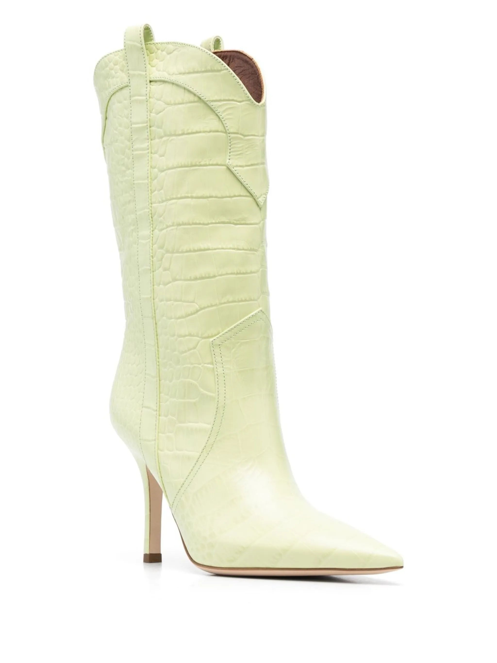 crocodile-embossed stiletto boots