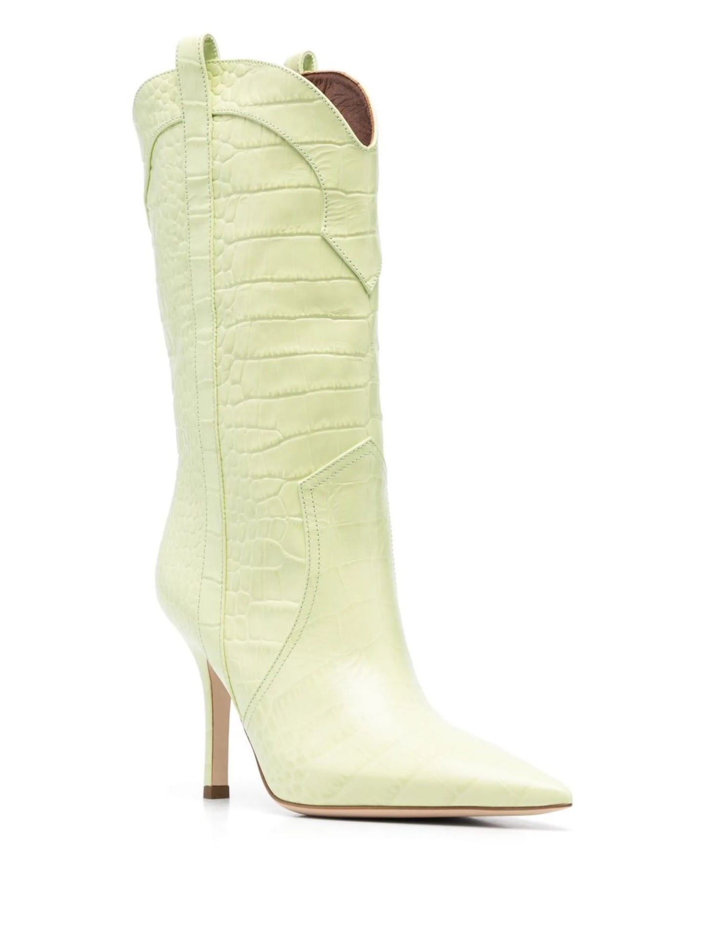 crocodile-embossed stiletto boots