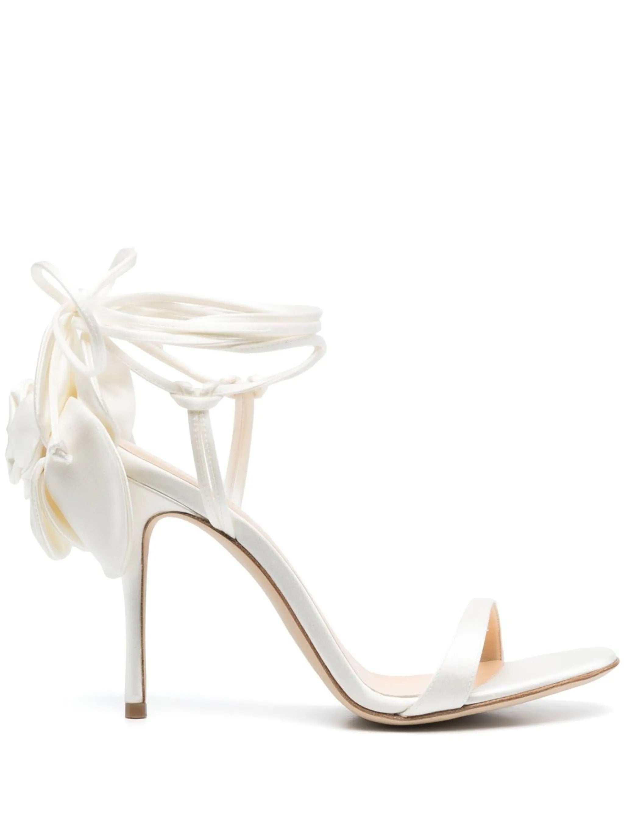 105mm flower satin sandals