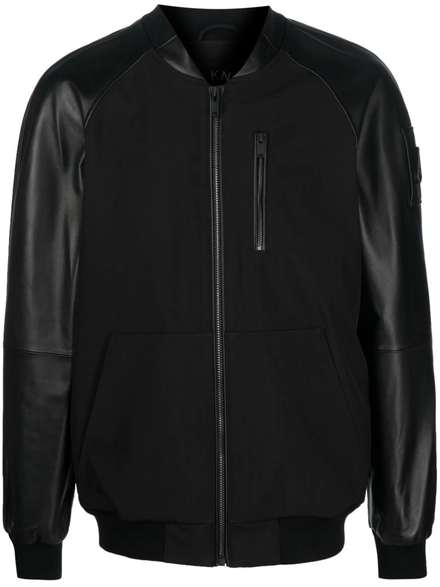 logo-plaque sleeve leather bomber jacket