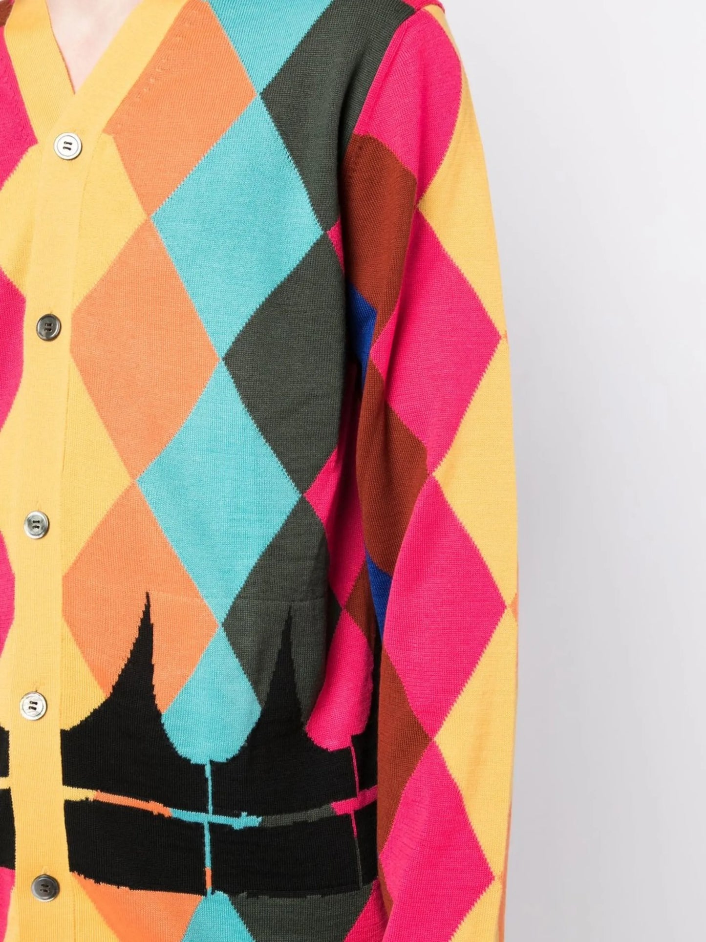 V-neck diamond-print cardigan