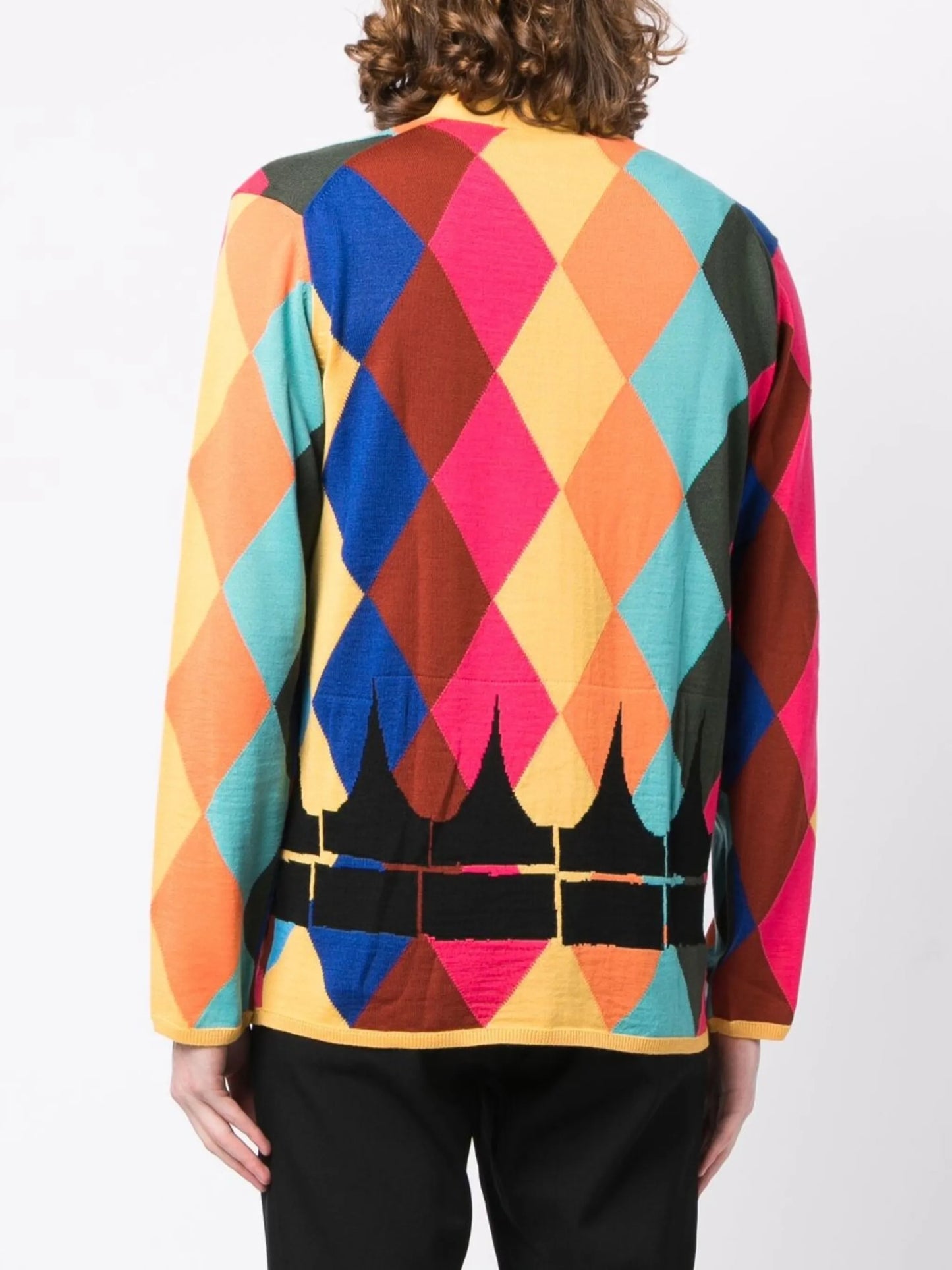 V-neck diamond-print cardigan