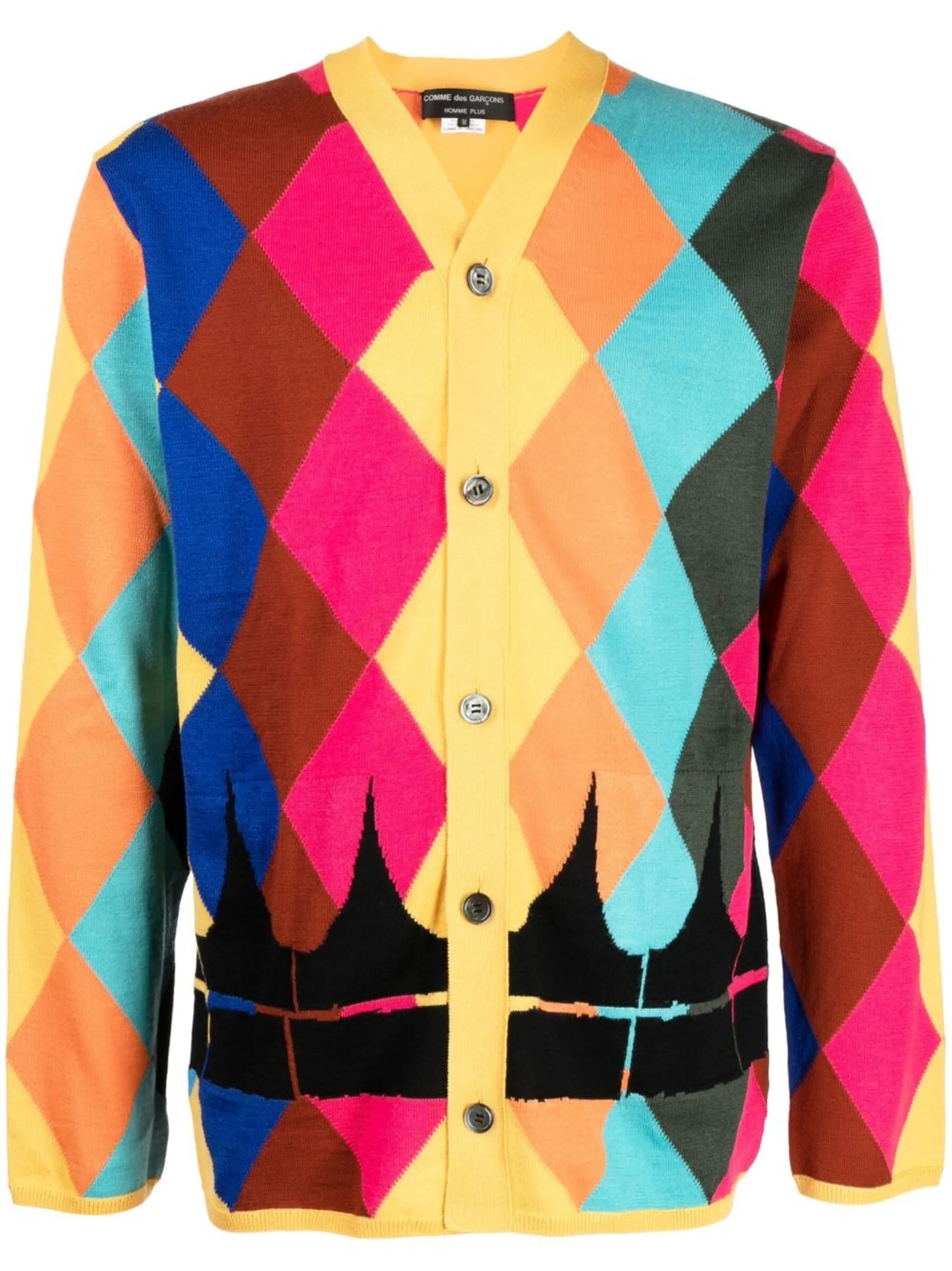 V-neck diamond-print cardigan