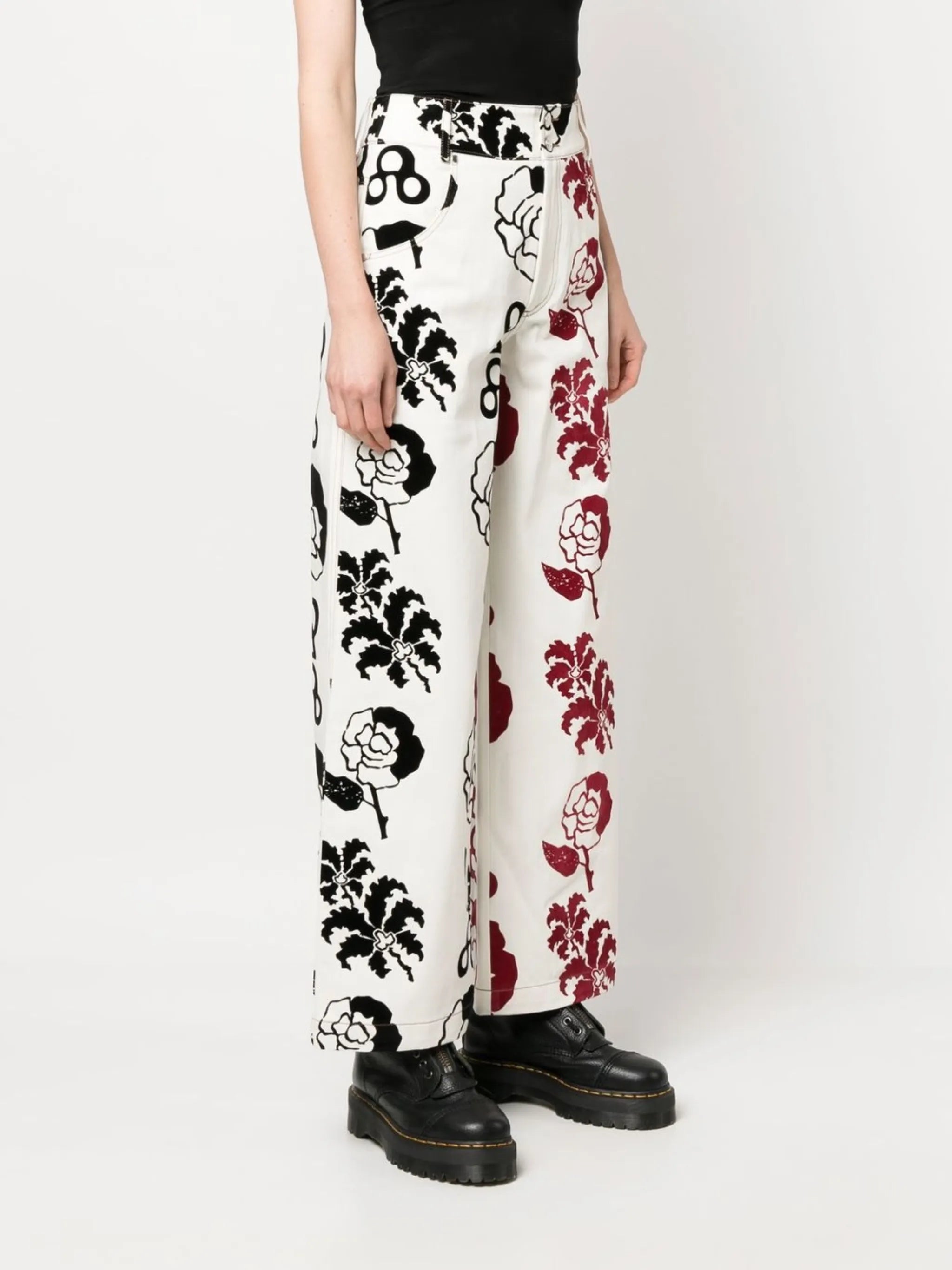 graphic-print high-waisted trousers