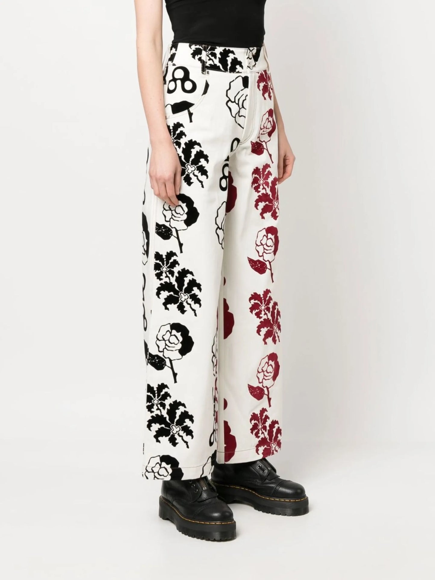 graphic-print high-waisted trousers