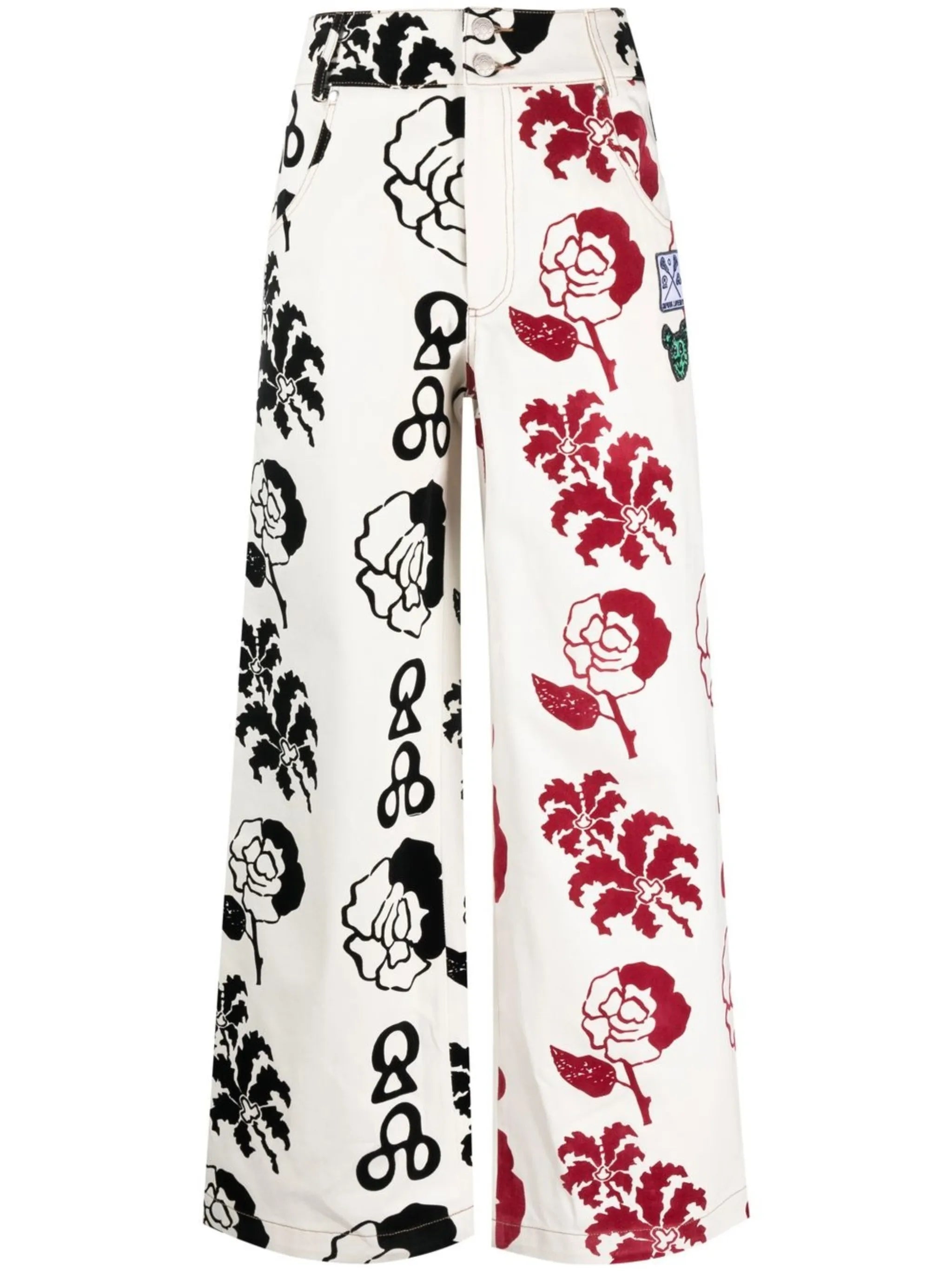 graphic-print high-waisted trousers