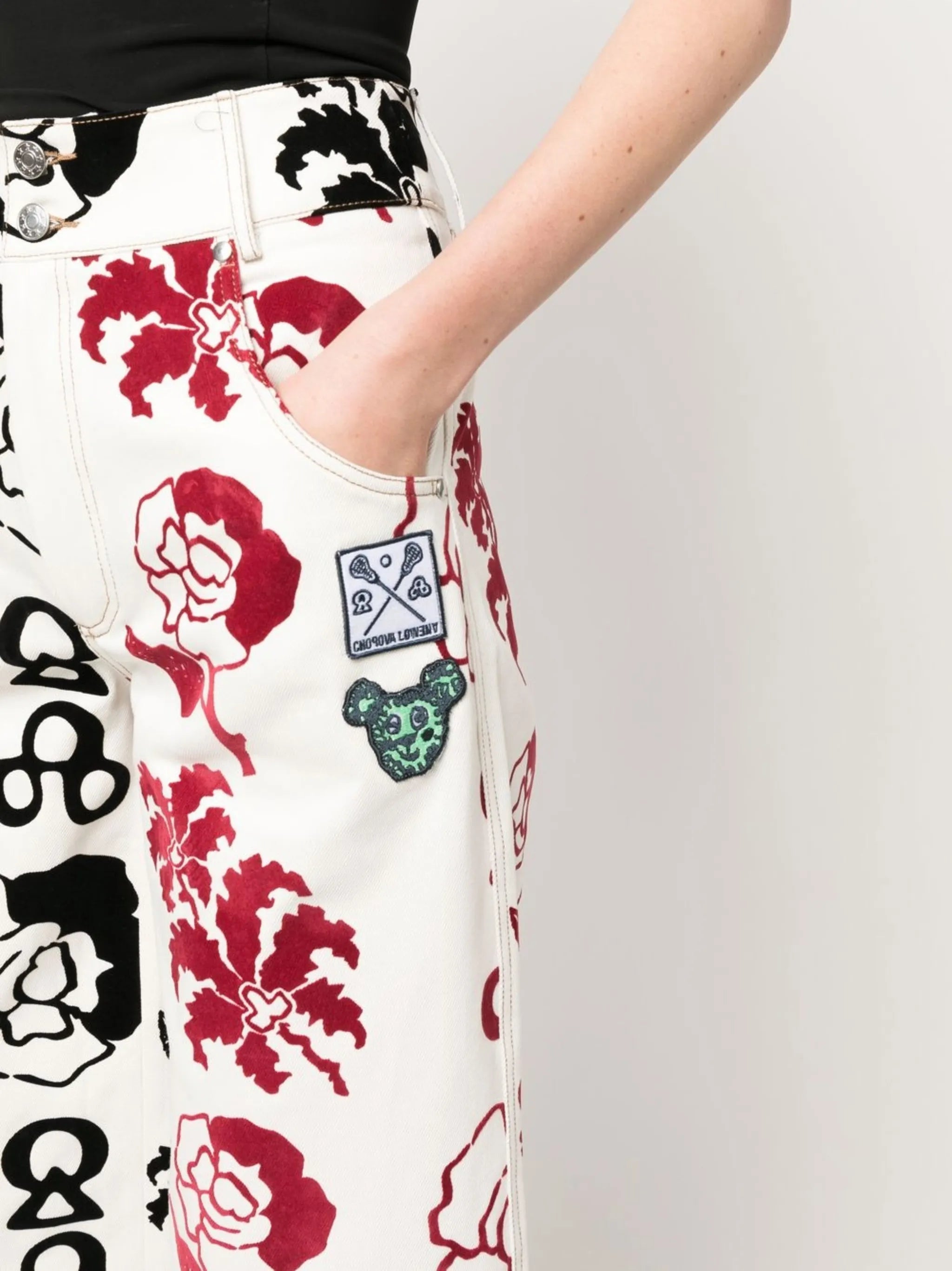 graphic-print high-waisted trousers
