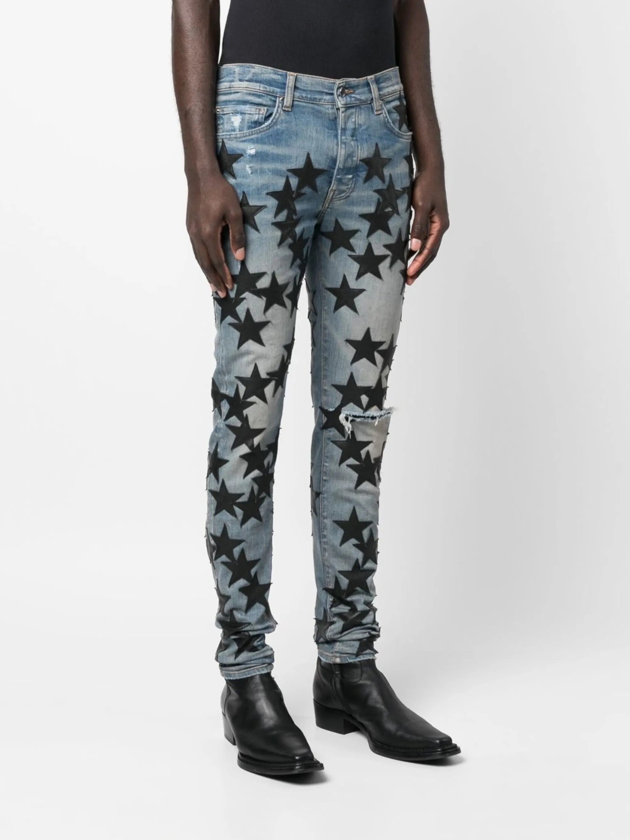 star patch skinny jeans
