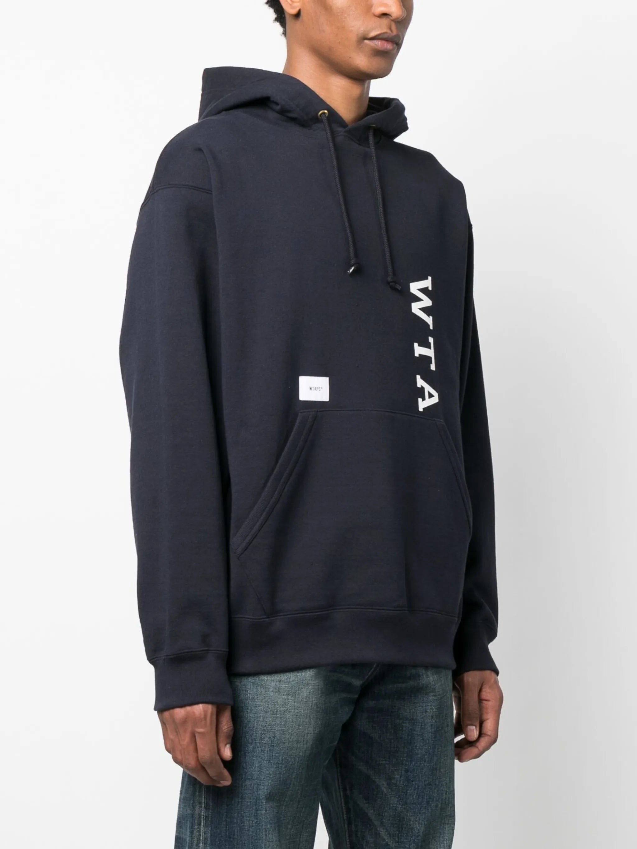 logo-print cotton drawstring hoodie
