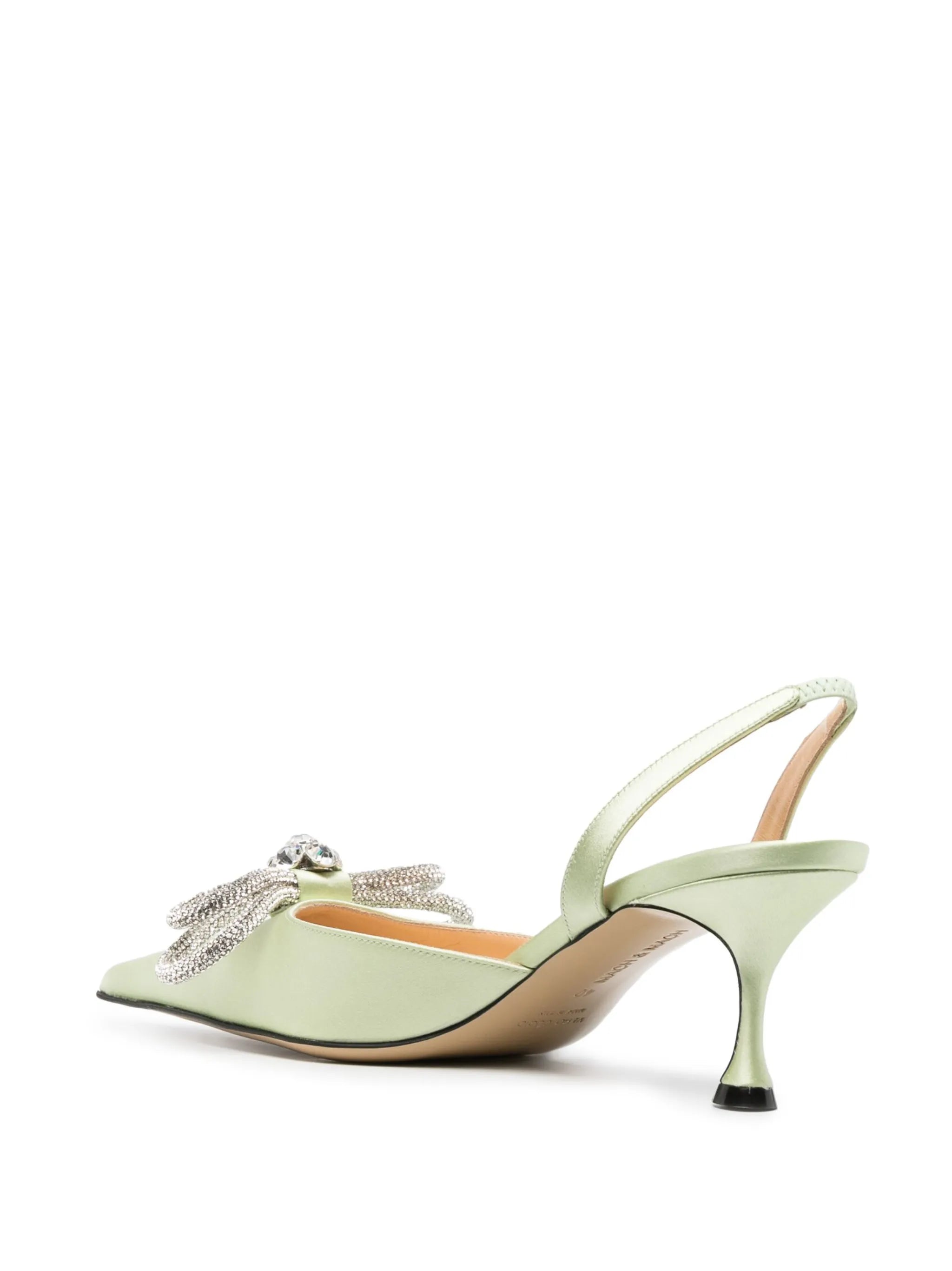 crystal-bow 65mm satin slingback pumps