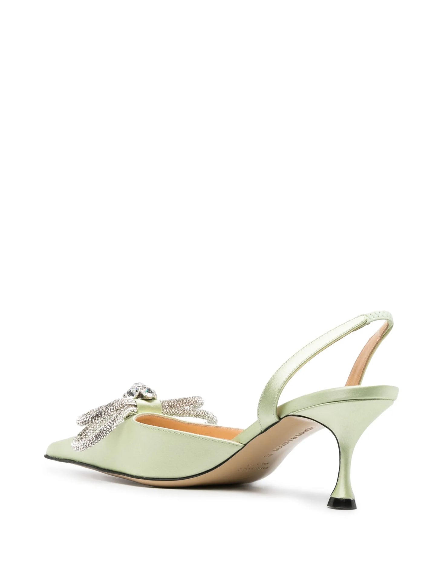 crystal-bow 65mm satin slingback pumps