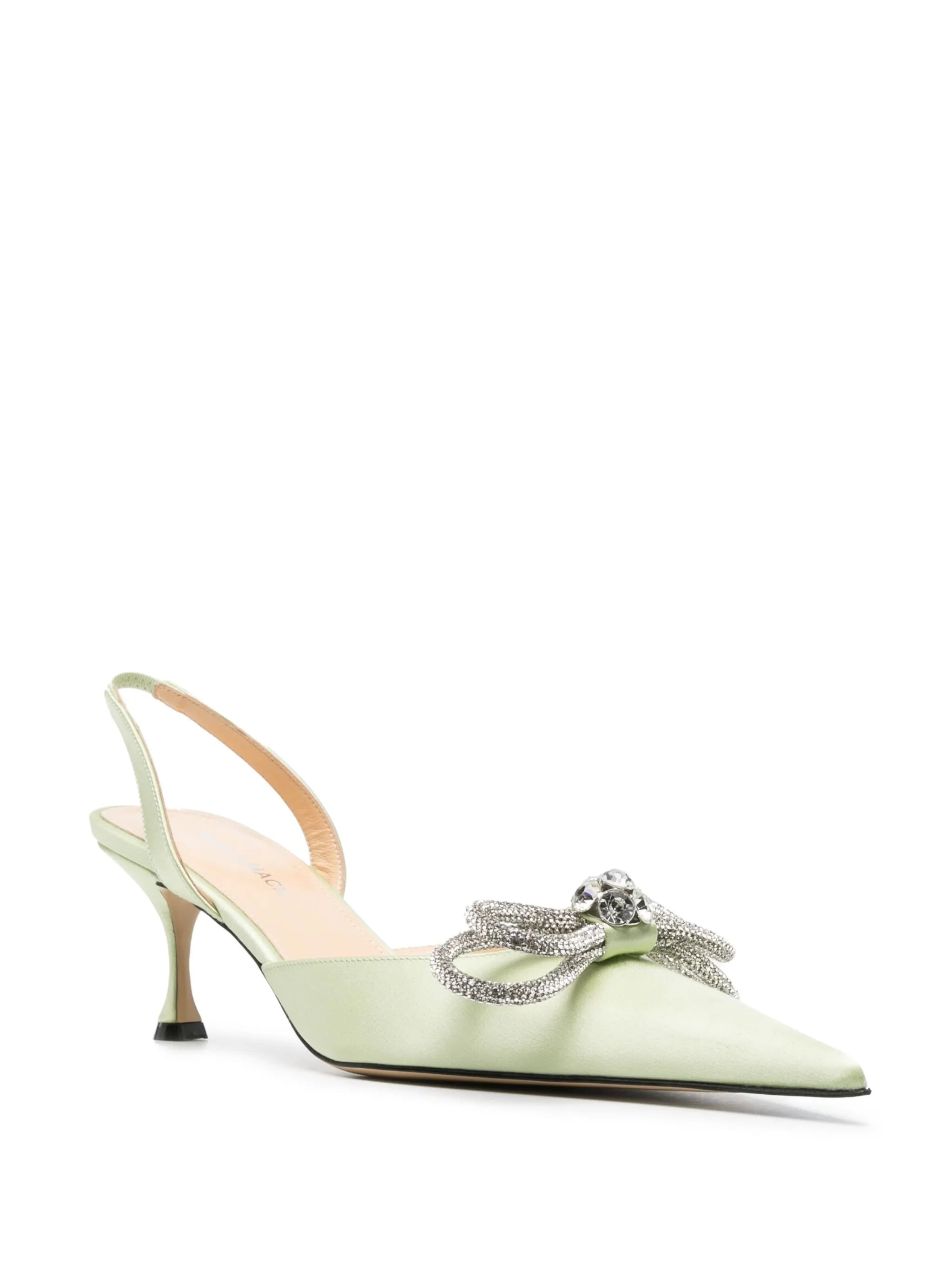 crystal-bow 65mm satin slingback pumps