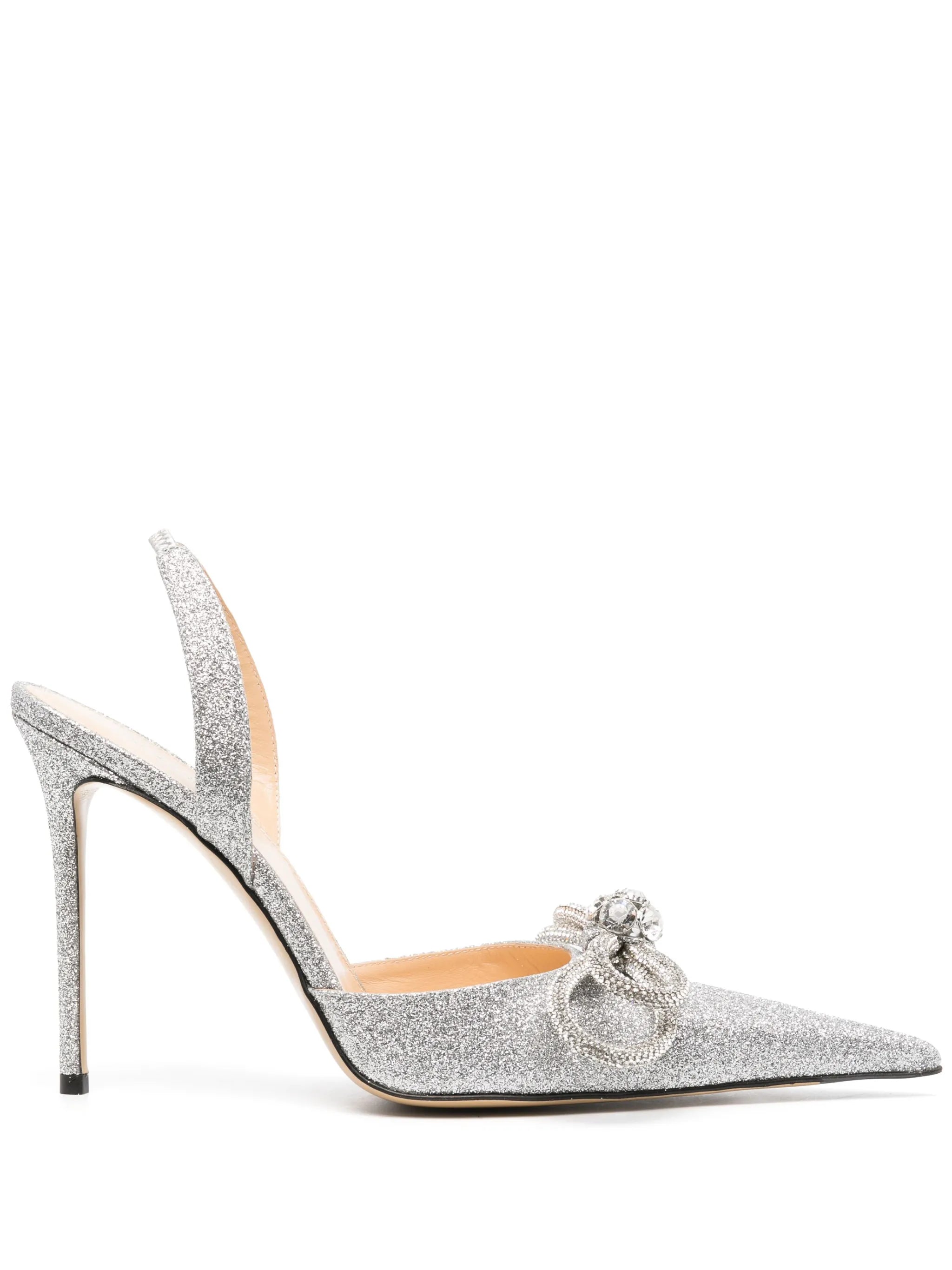 95mm Double Bow glitter pumps