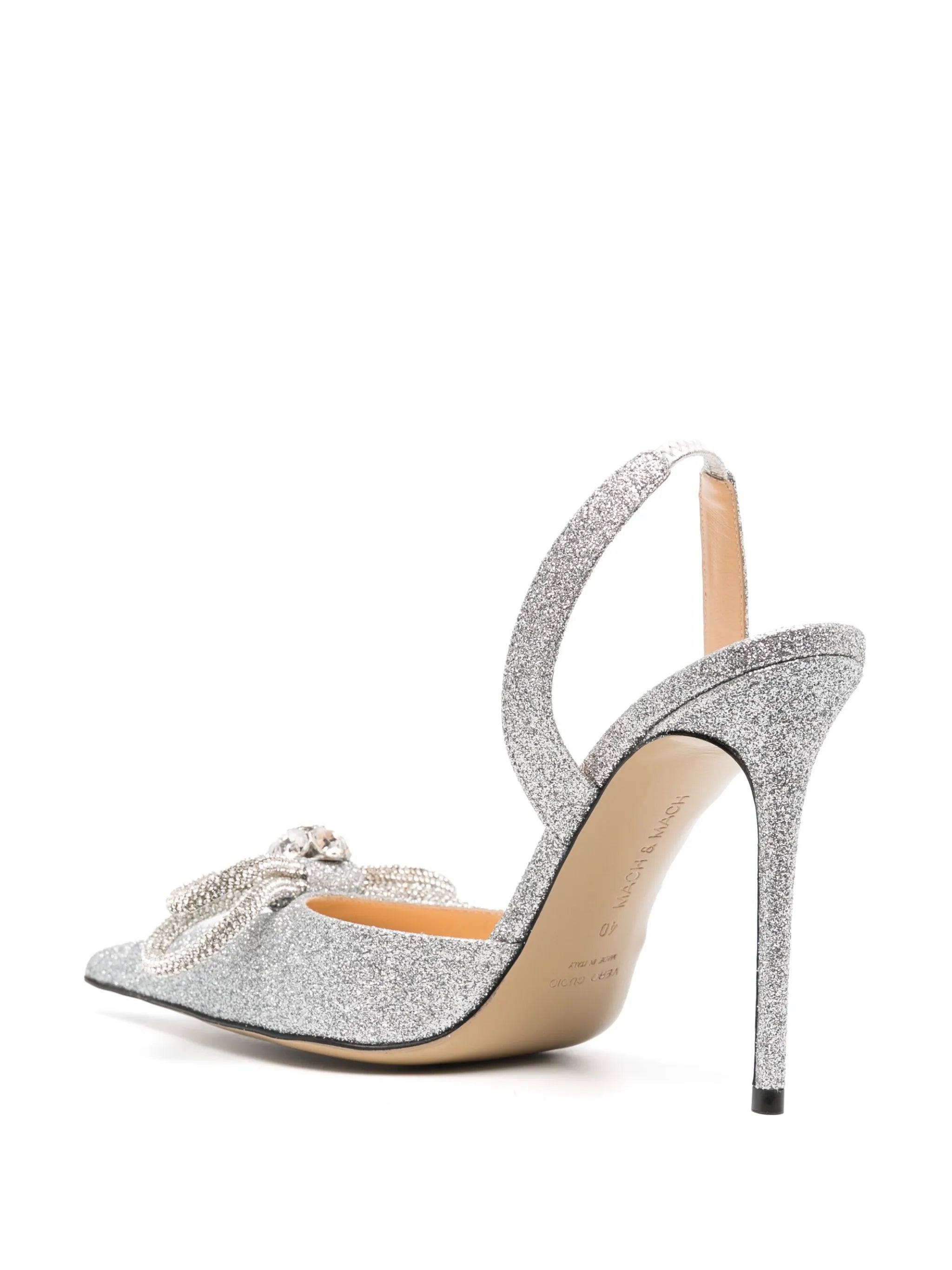 95mm Double Bow glitter pumps