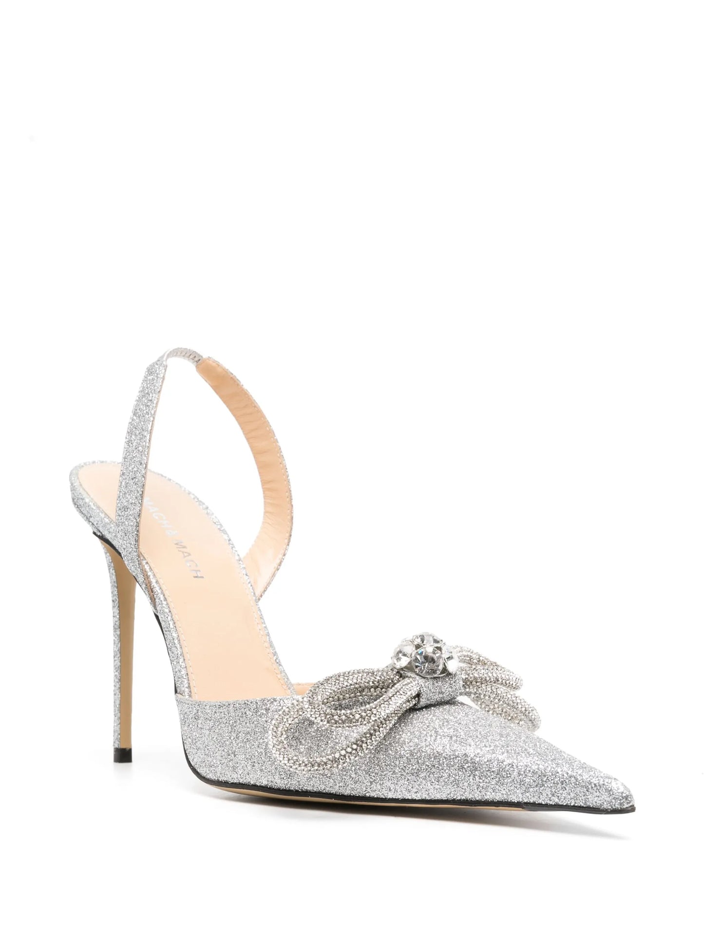 95mm Double Bow glitter pumps