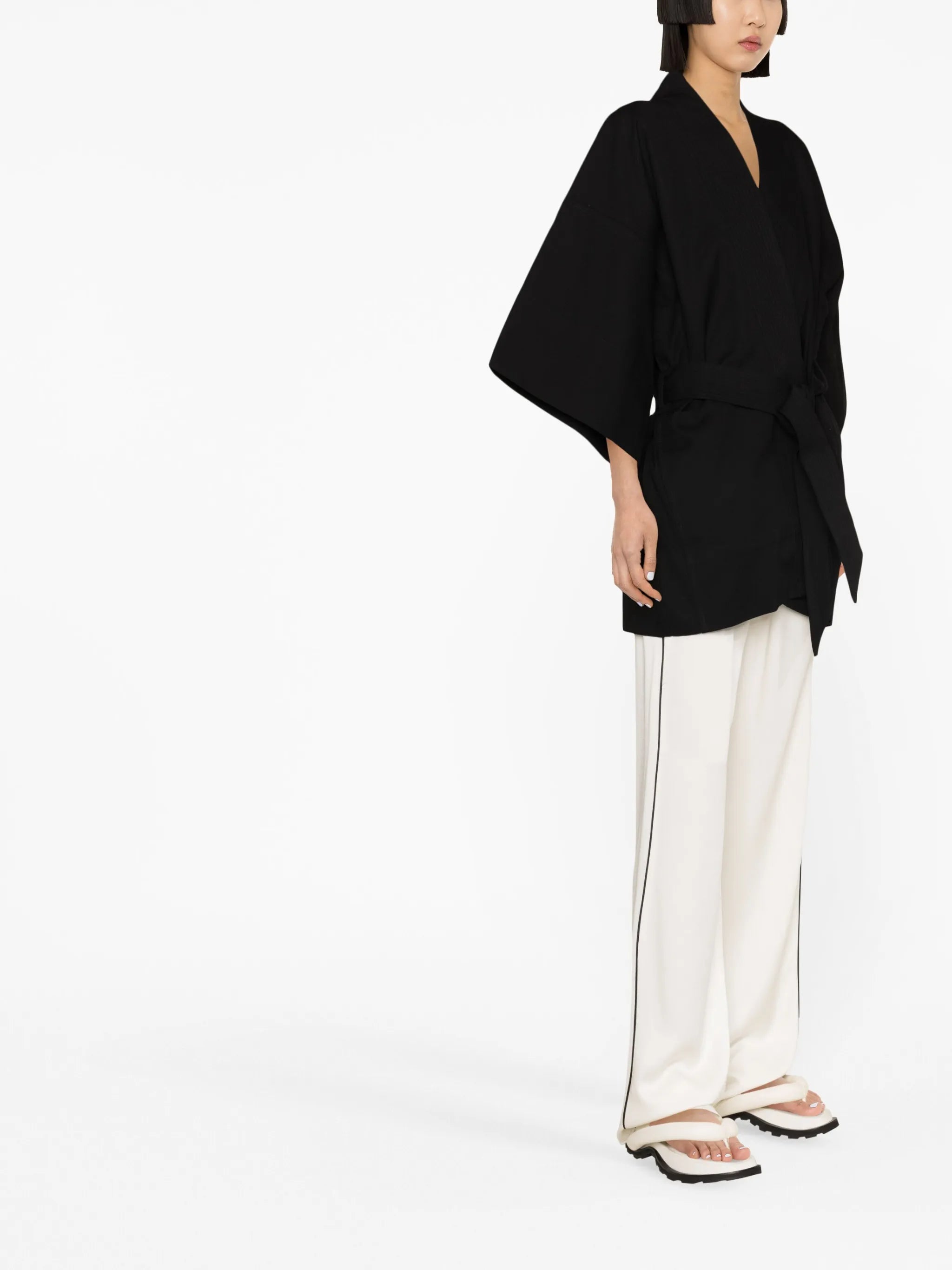 wide-sleeve belted jacket