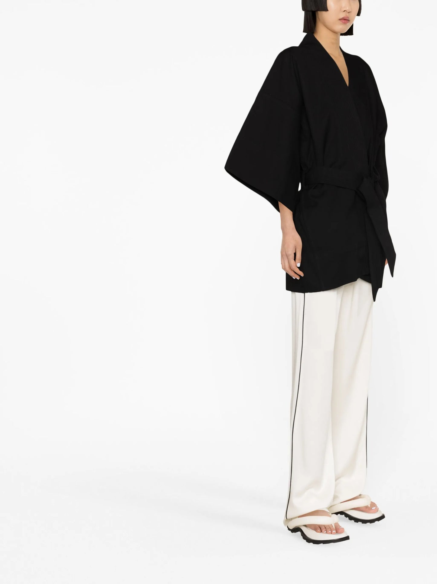 wide-sleeve belted jacket