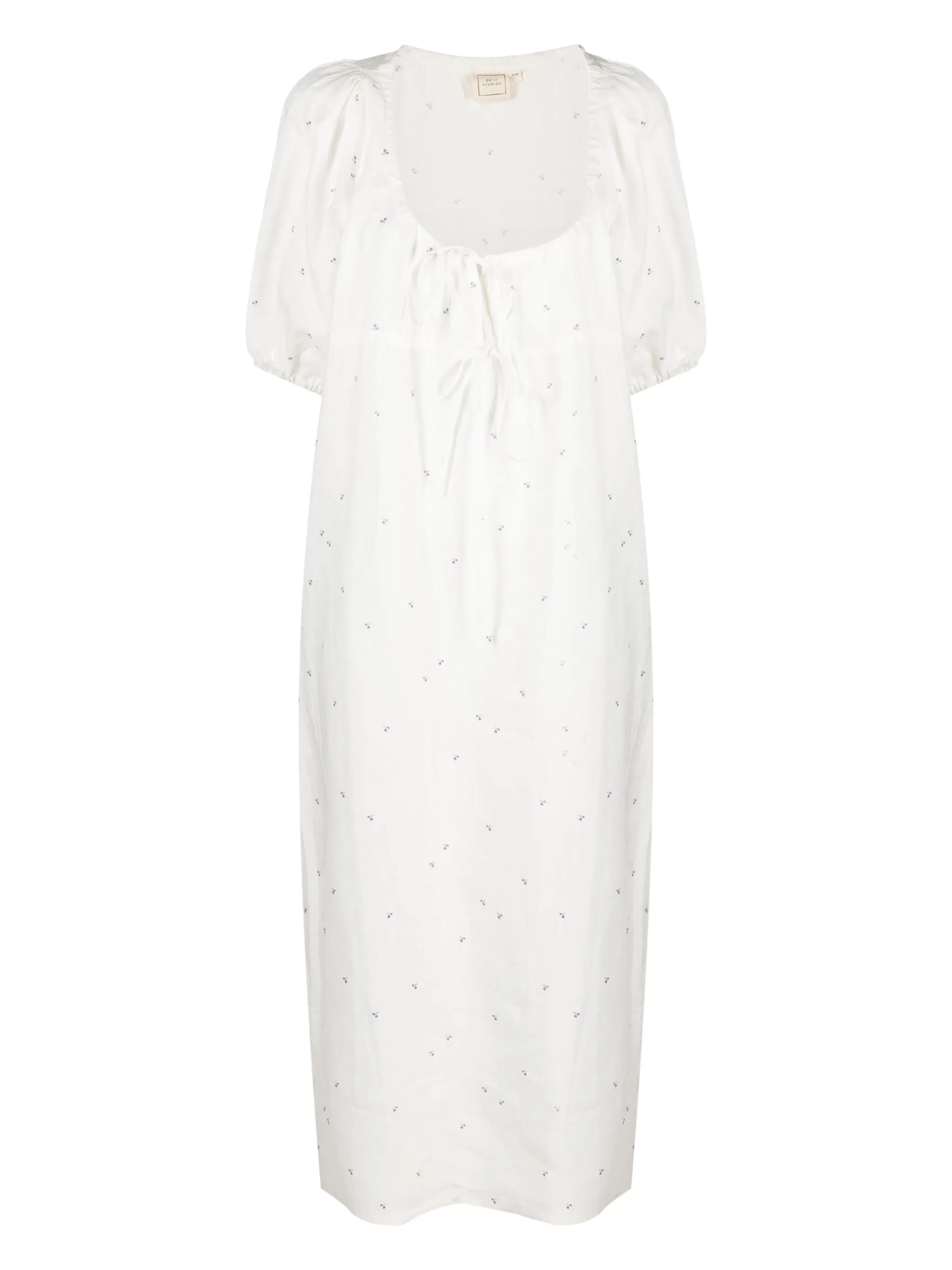 tied-neckline linen nightdress