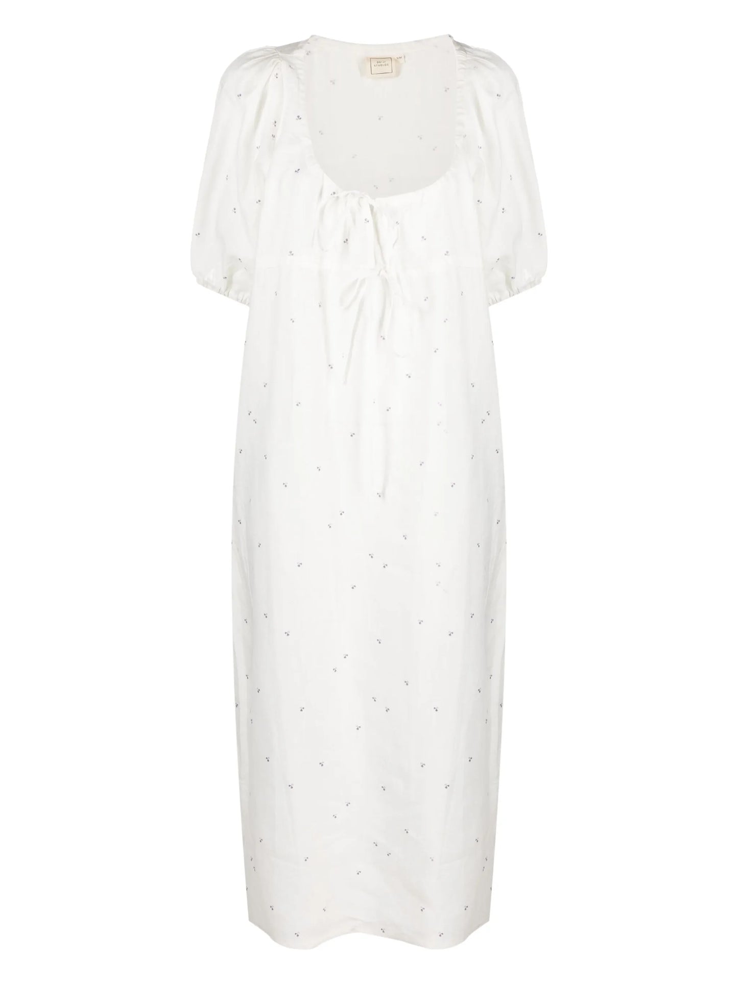 tied-neckline linen nightdress