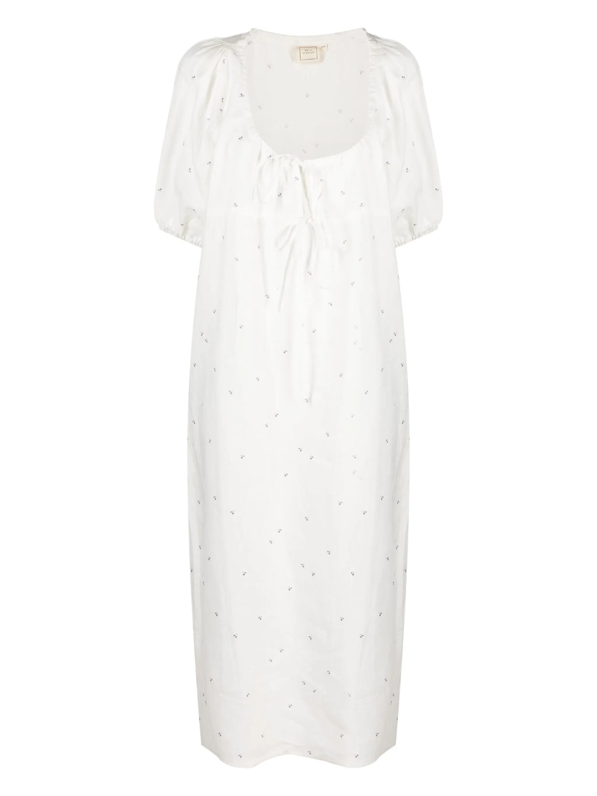 tied-neckline linen nightdress
