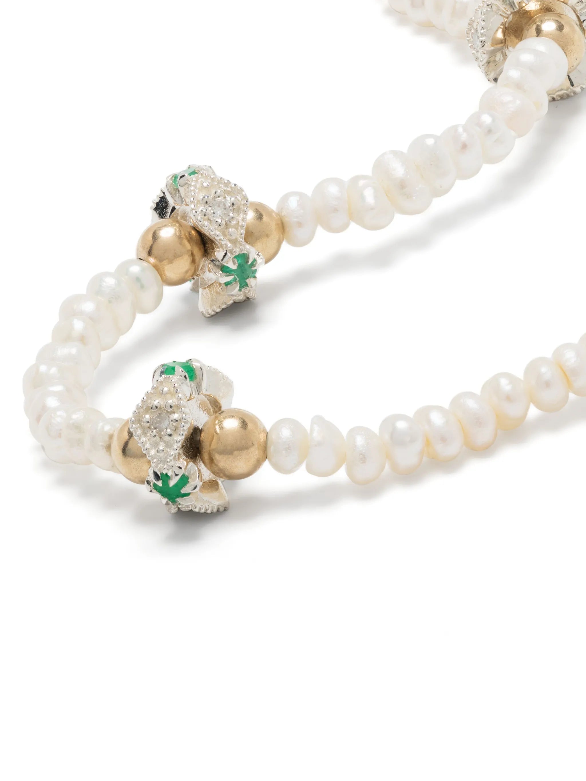 9kt yellow gold Chelsea N°1 pearl and diamond bracelet