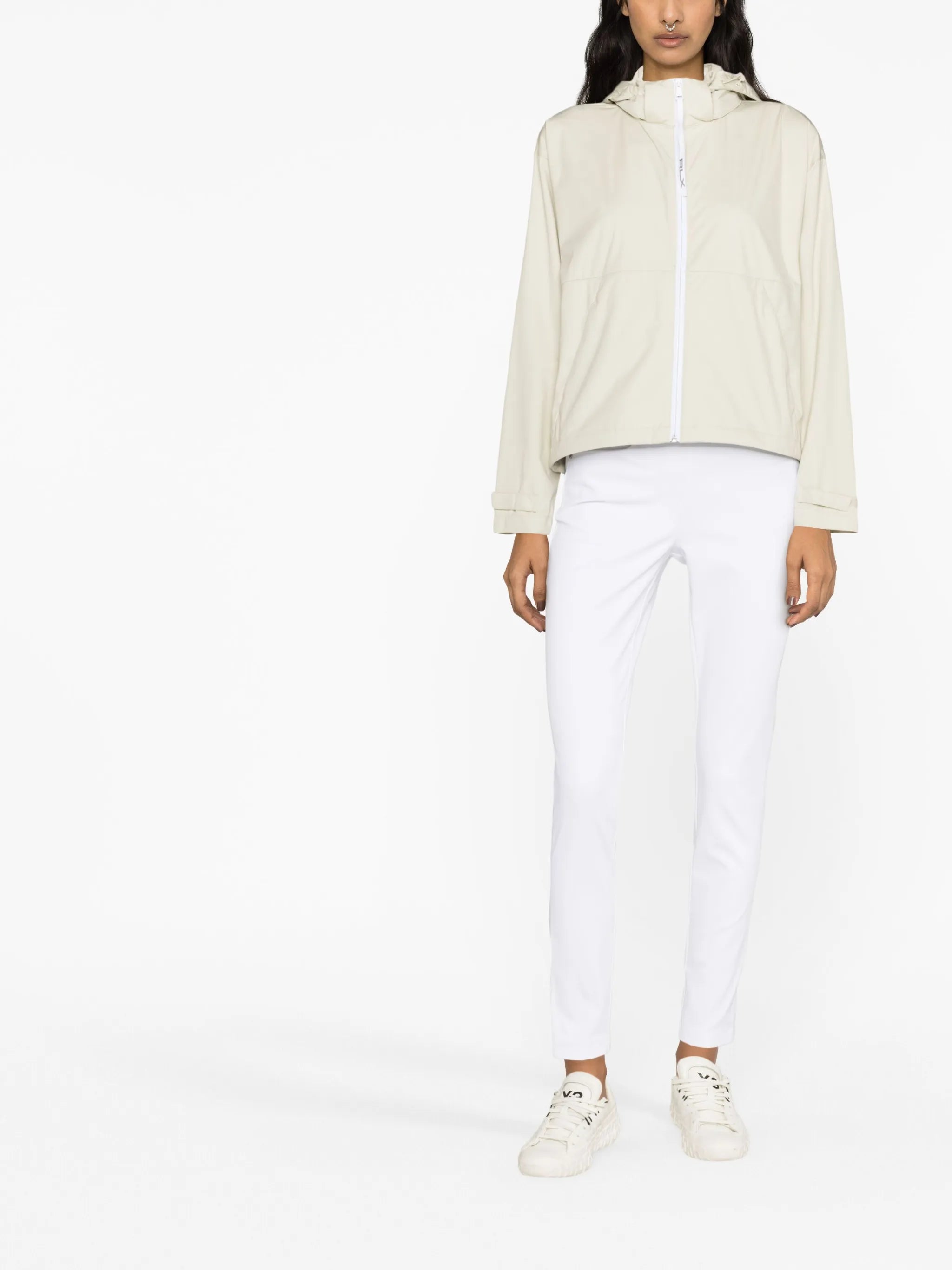 hooded zip-up golf jacket