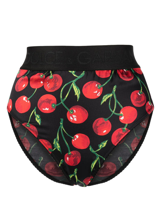 cherry-print high-waist briefs