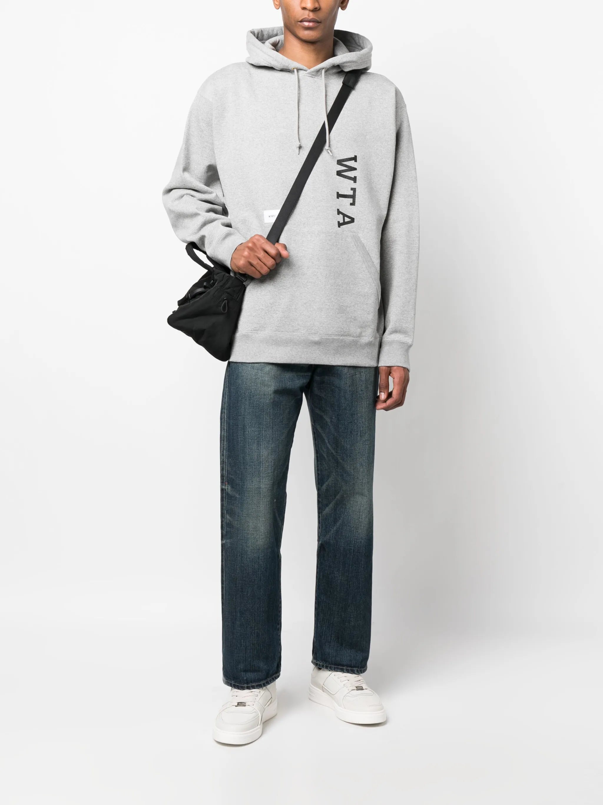 logo-print melange-effect hoodie