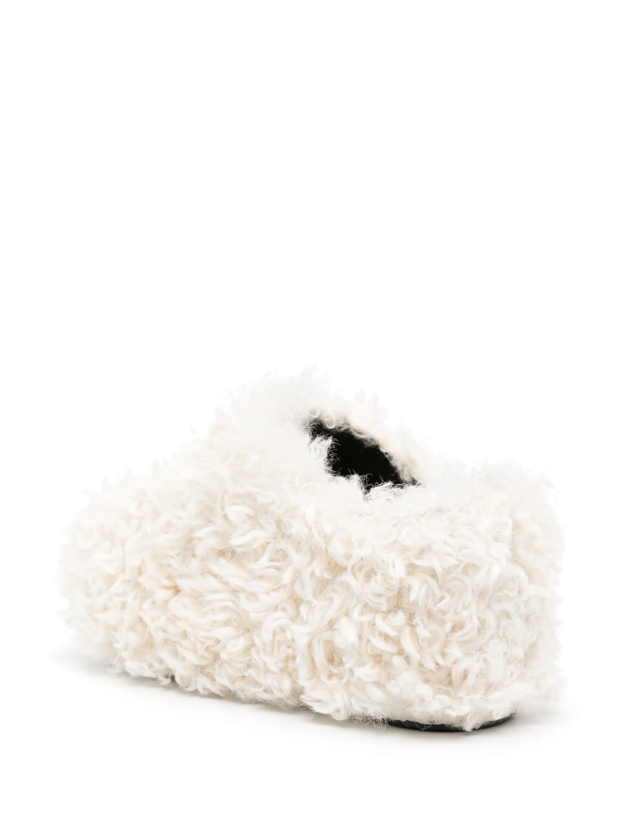 shearling platform wedge clogs