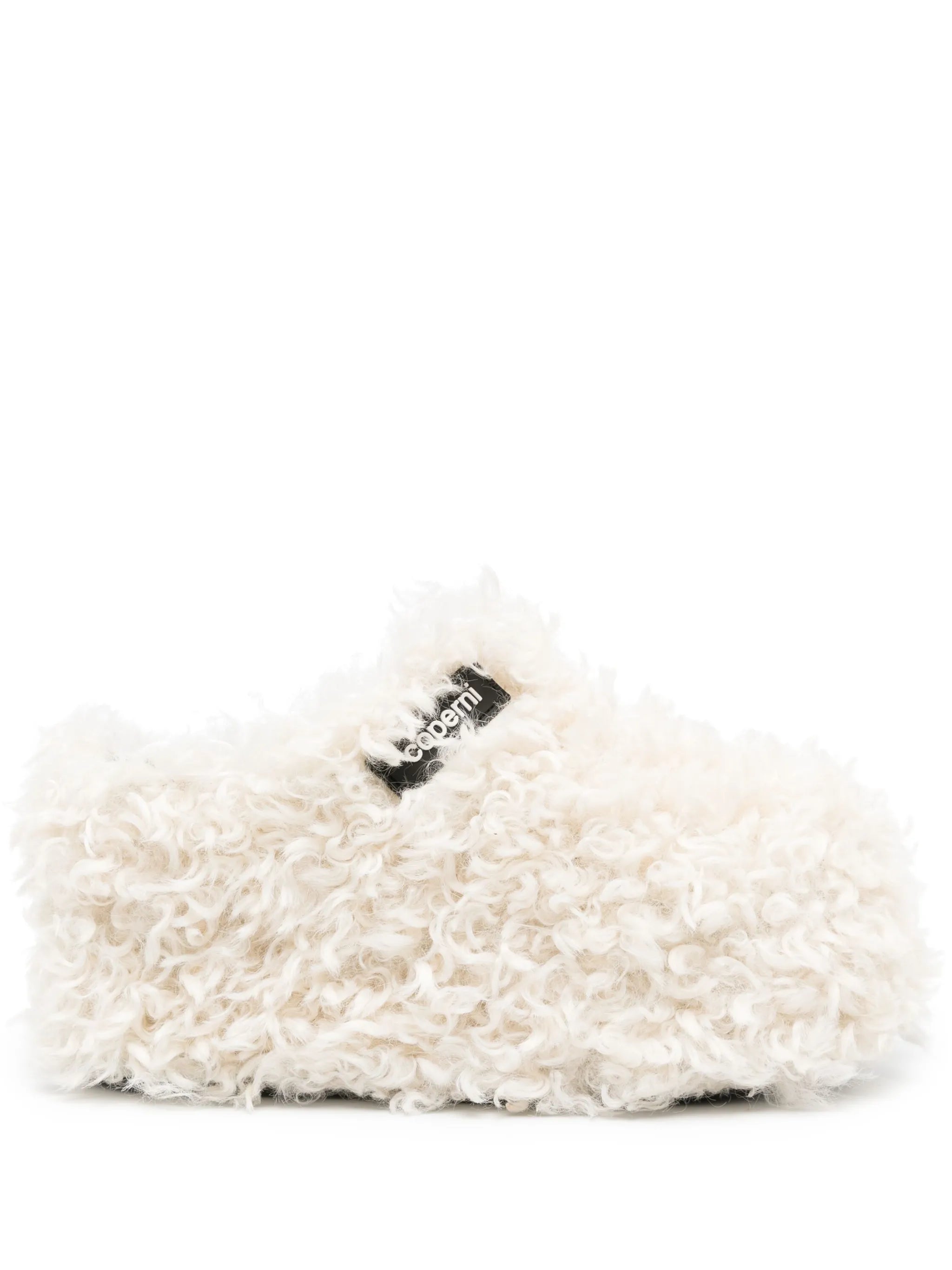 shearling platform wedge clogs