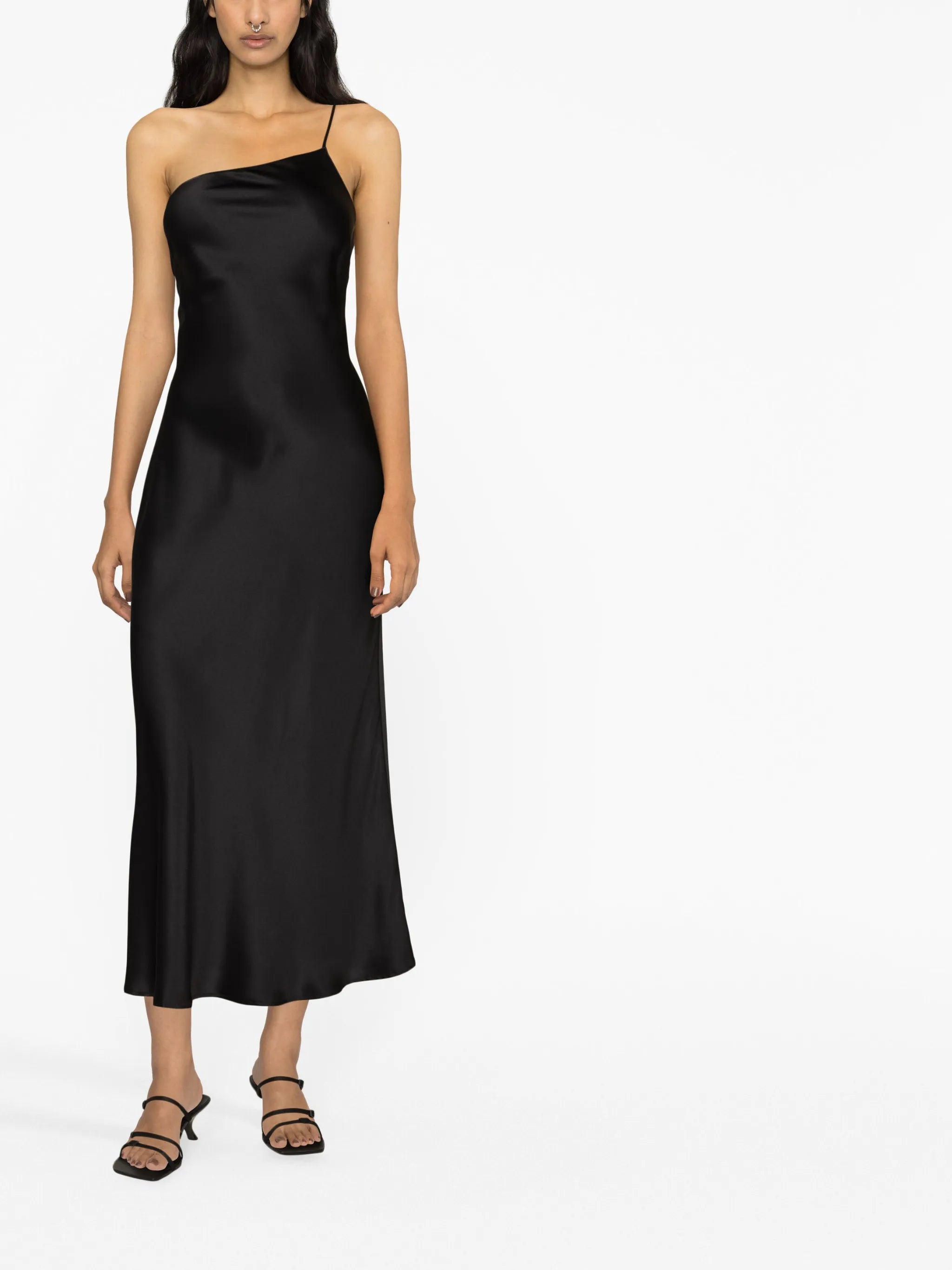 Asymmetric silk slip dress