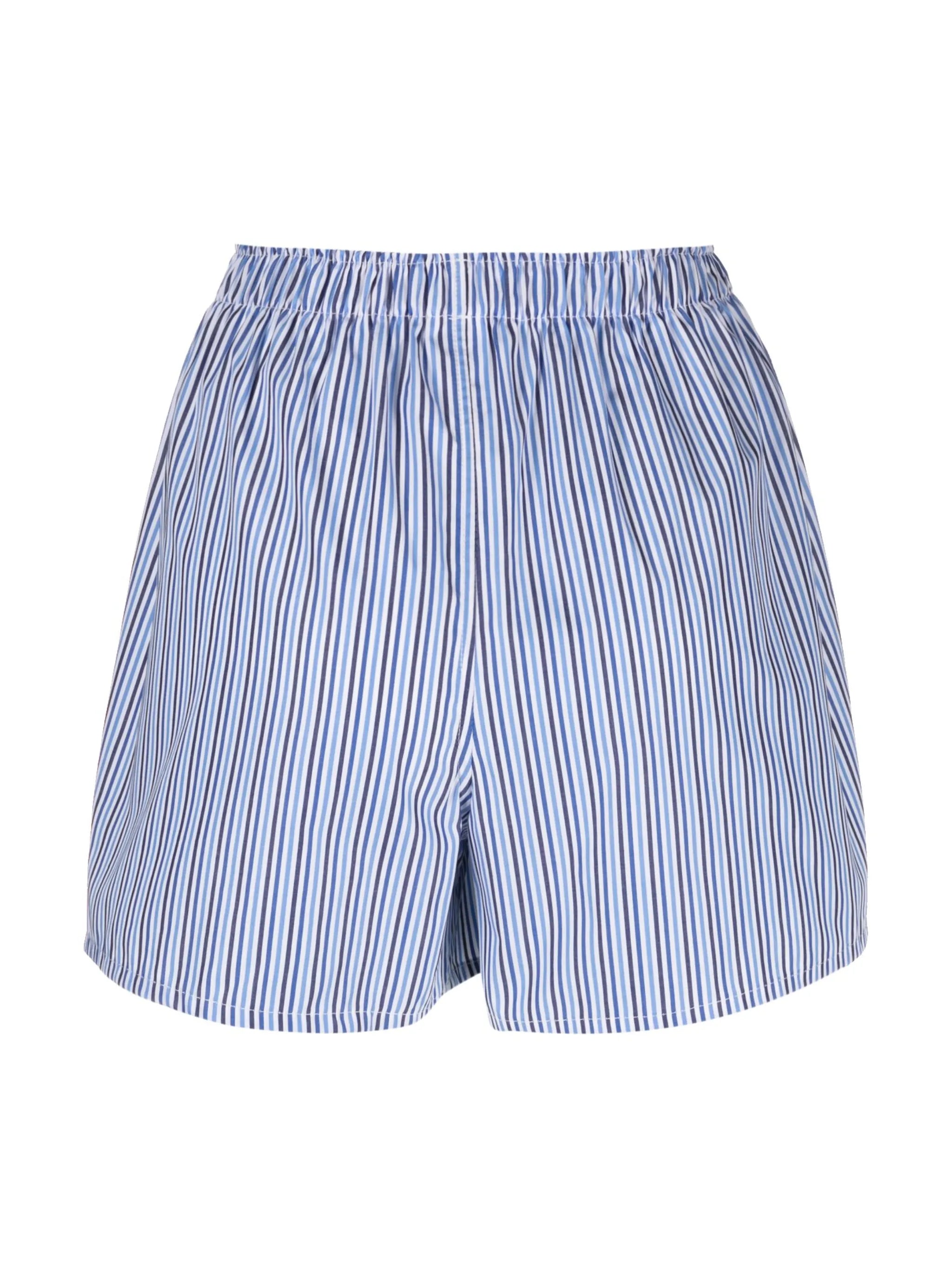 logo-embroidered stripe-pattern shorts