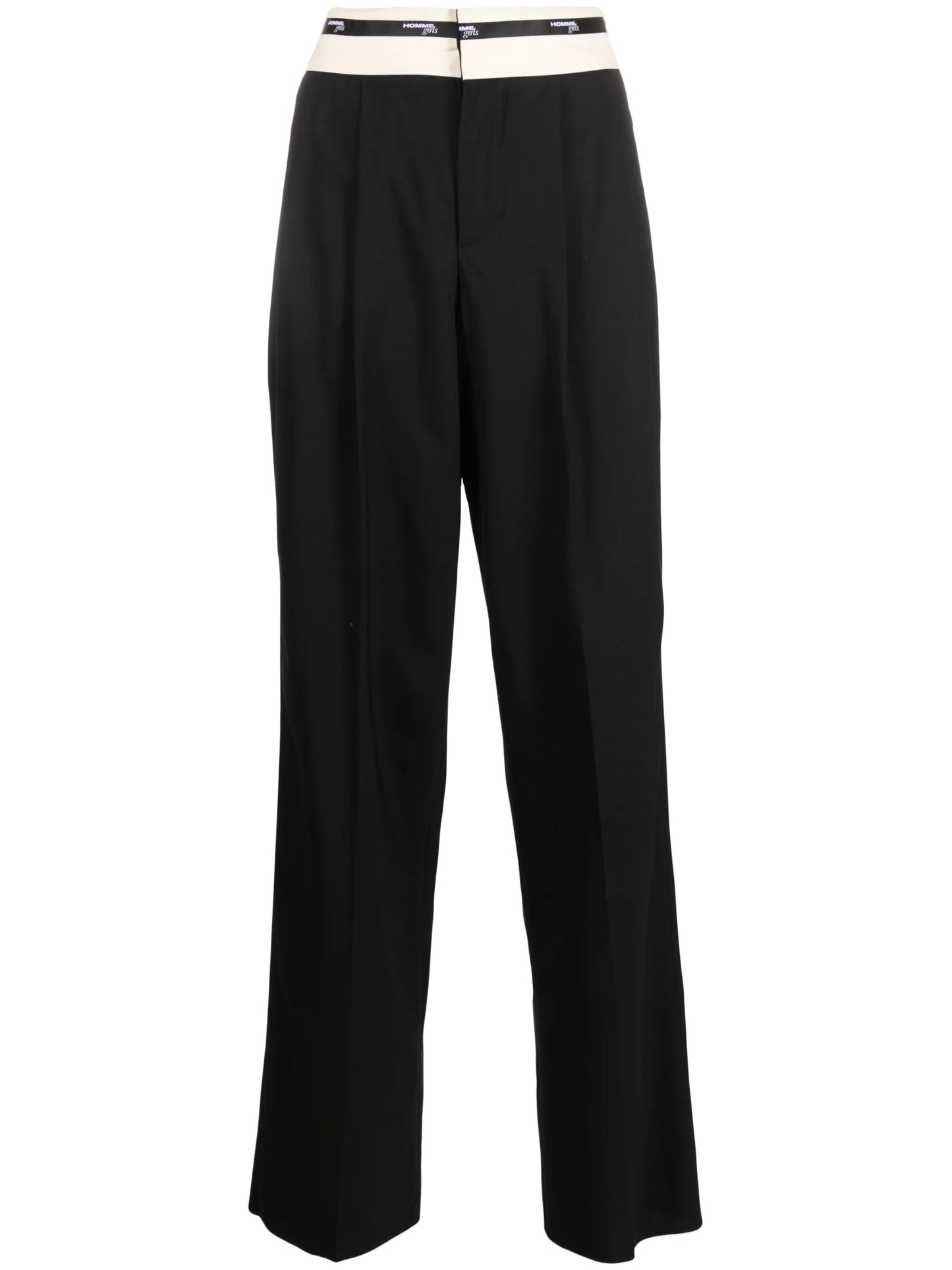 high-waist straight-leg trousers