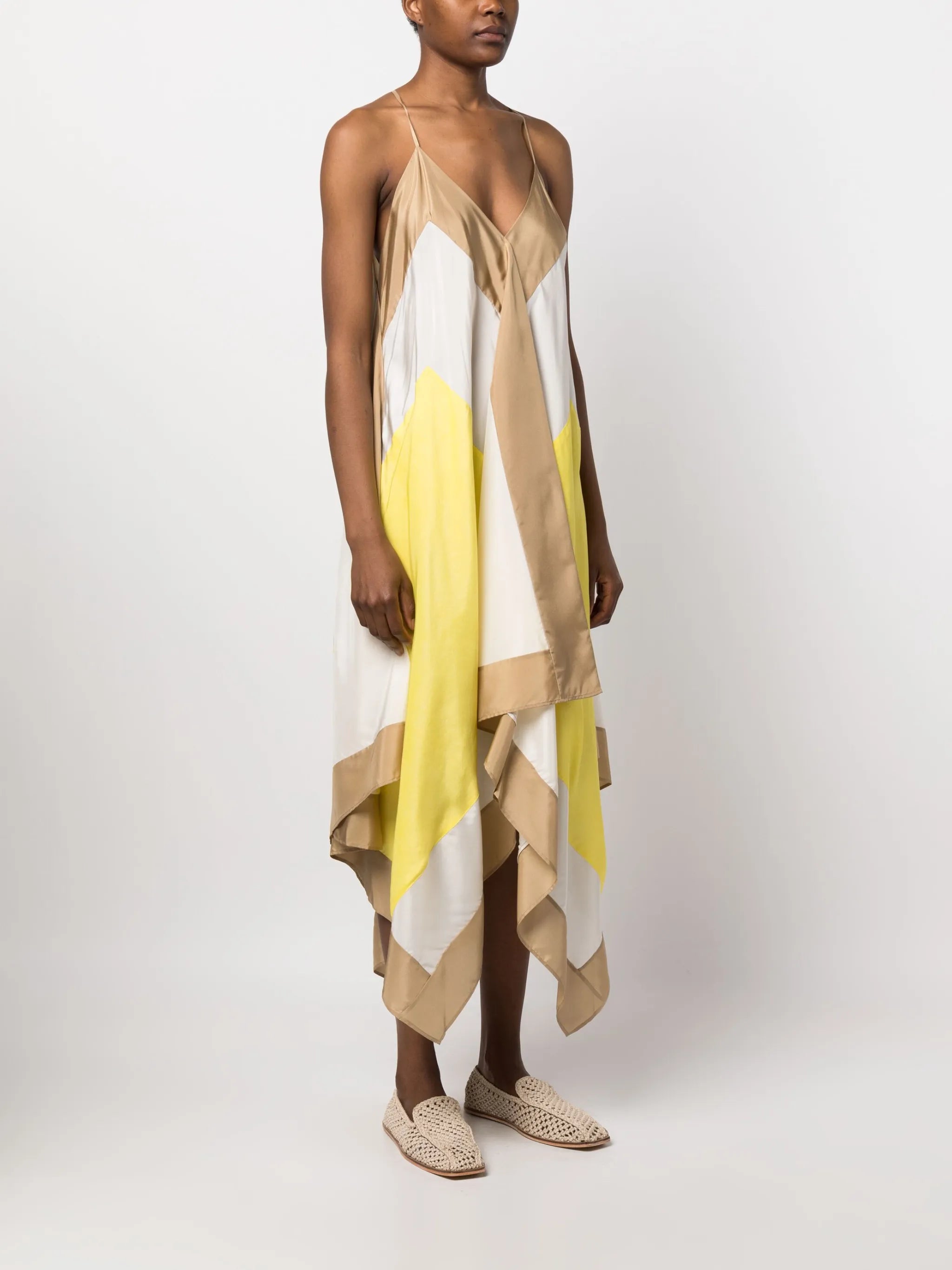Devonshire asymmetric colourblock dress