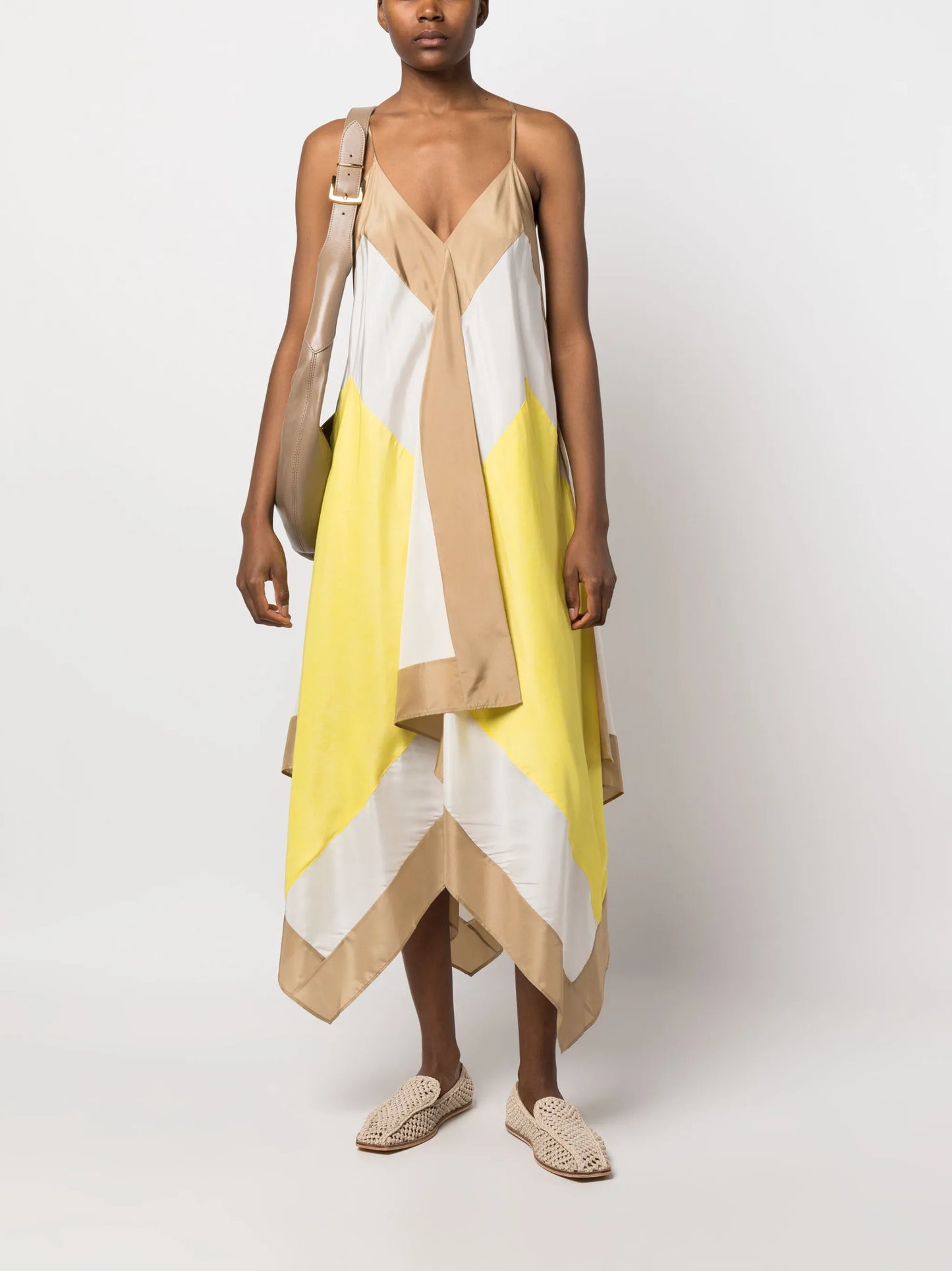 Devonshire asymmetric colourblock dress