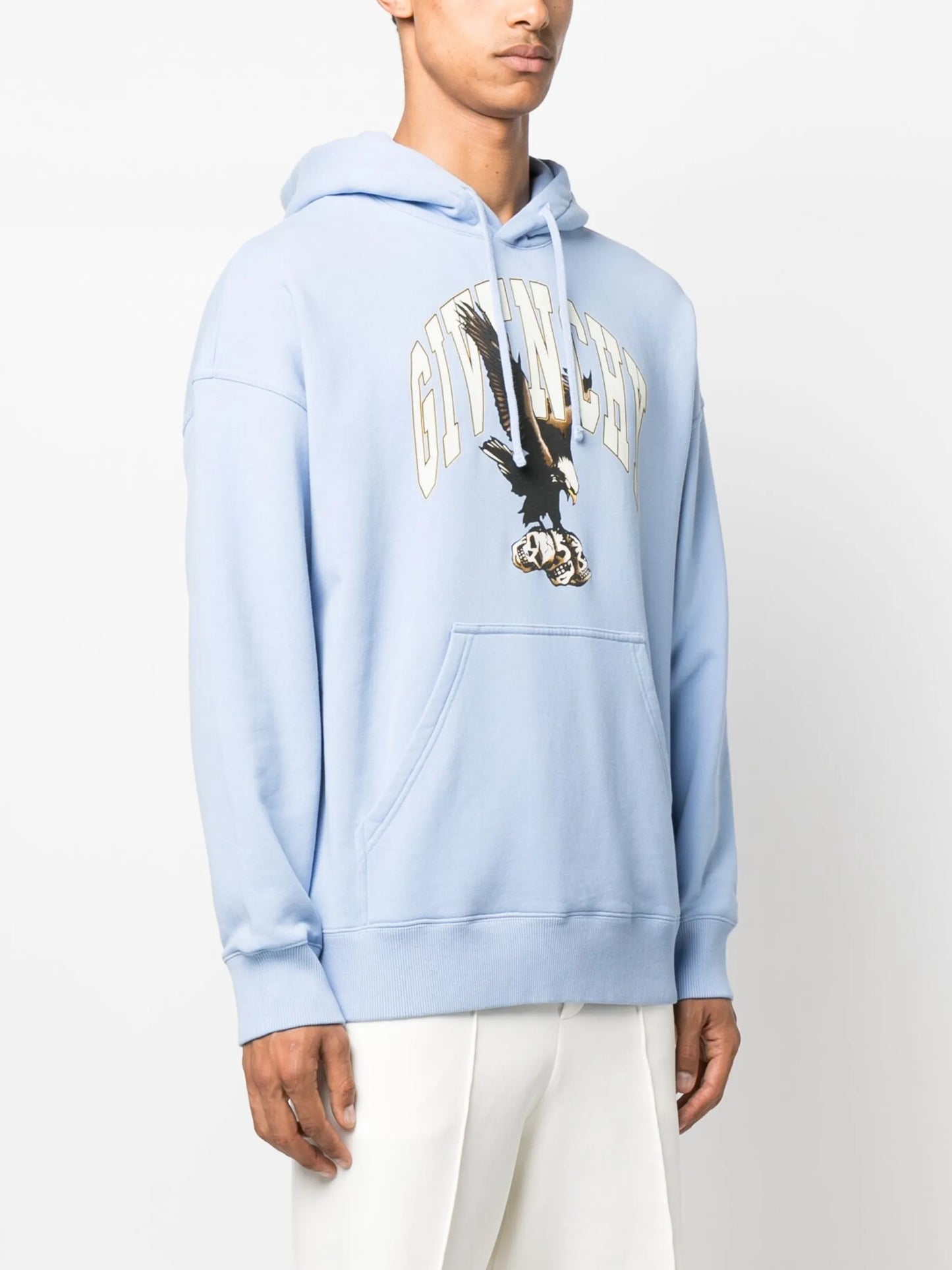 slim-fit eagle-graphic cotton hoodie