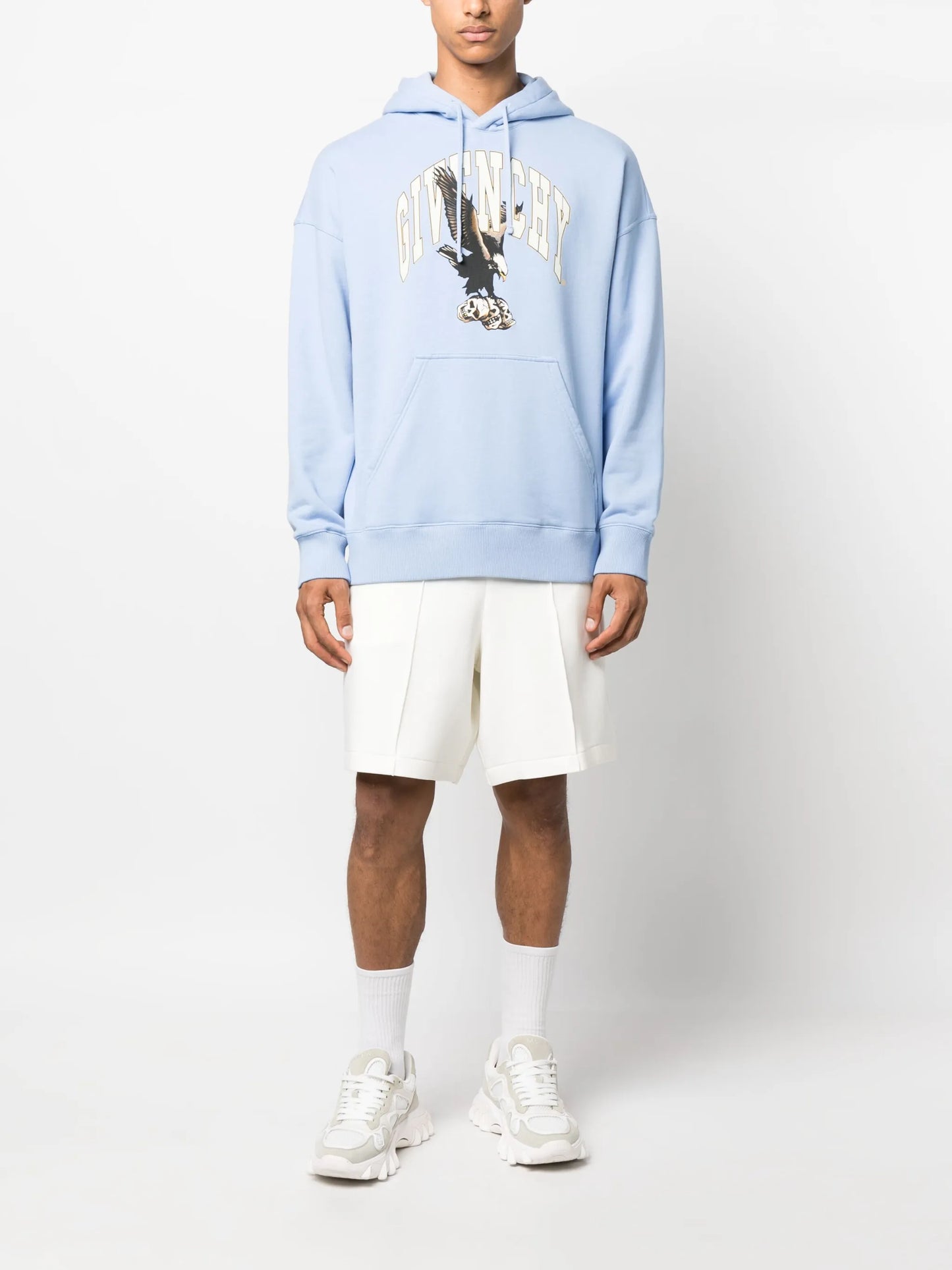 slim-fit eagle-graphic cotton hoodie