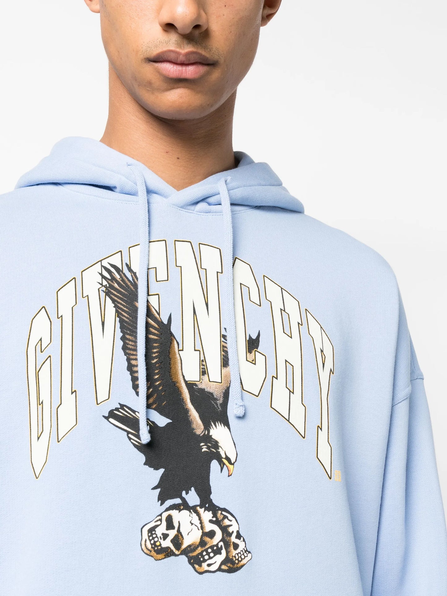 slim-fit eagle-graphic cotton hoodie