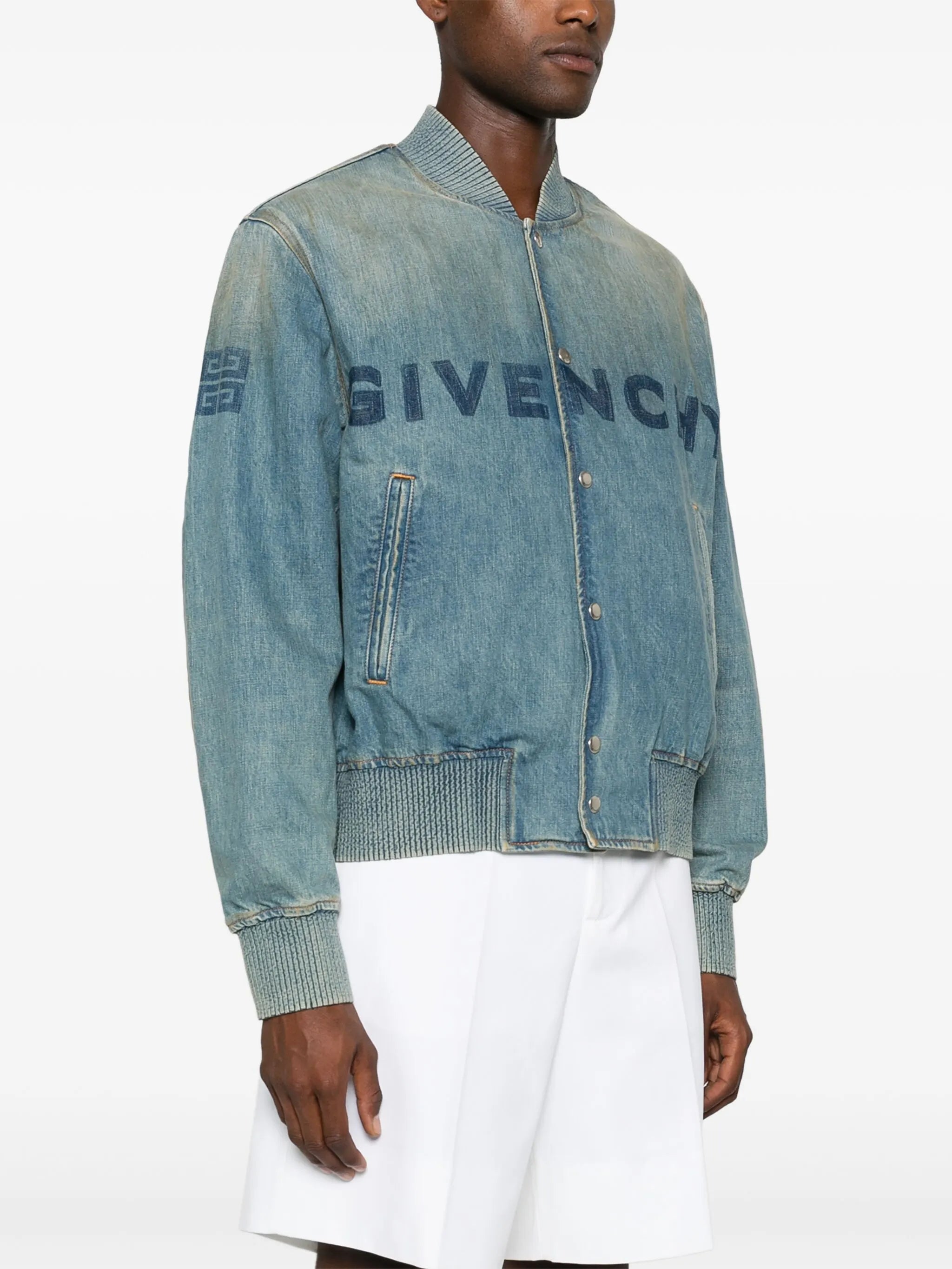 logo-print denim jacket