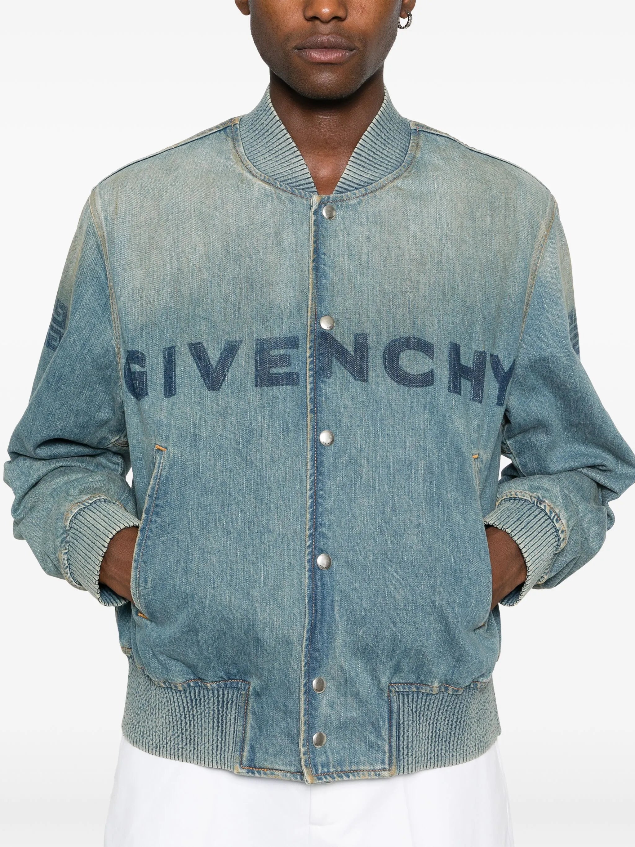 logo-print denim jacket